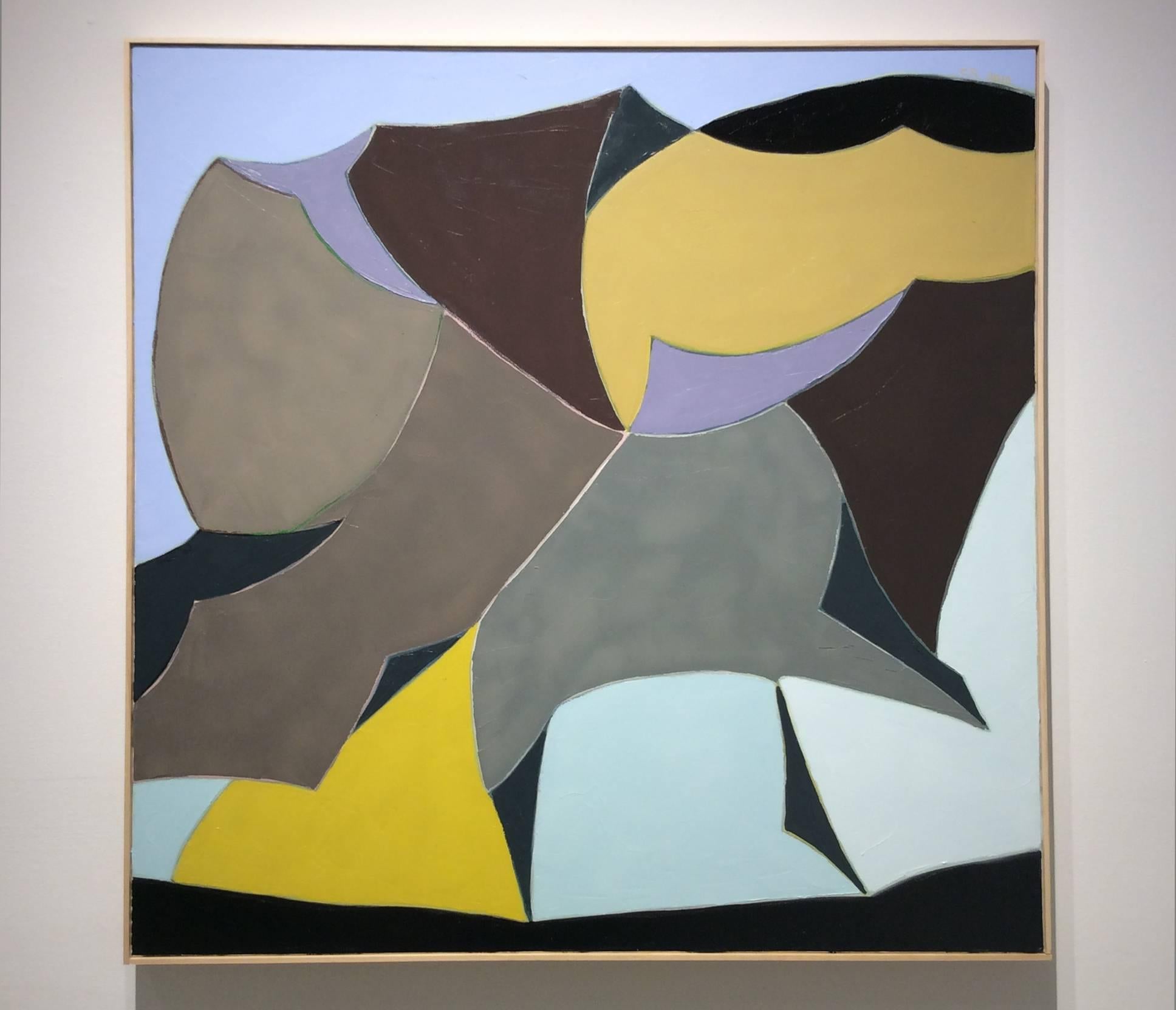 Black Pearl: Contemporary Abstract Geometric, Bold Swaths of Color - Painting by Corinne Robbins