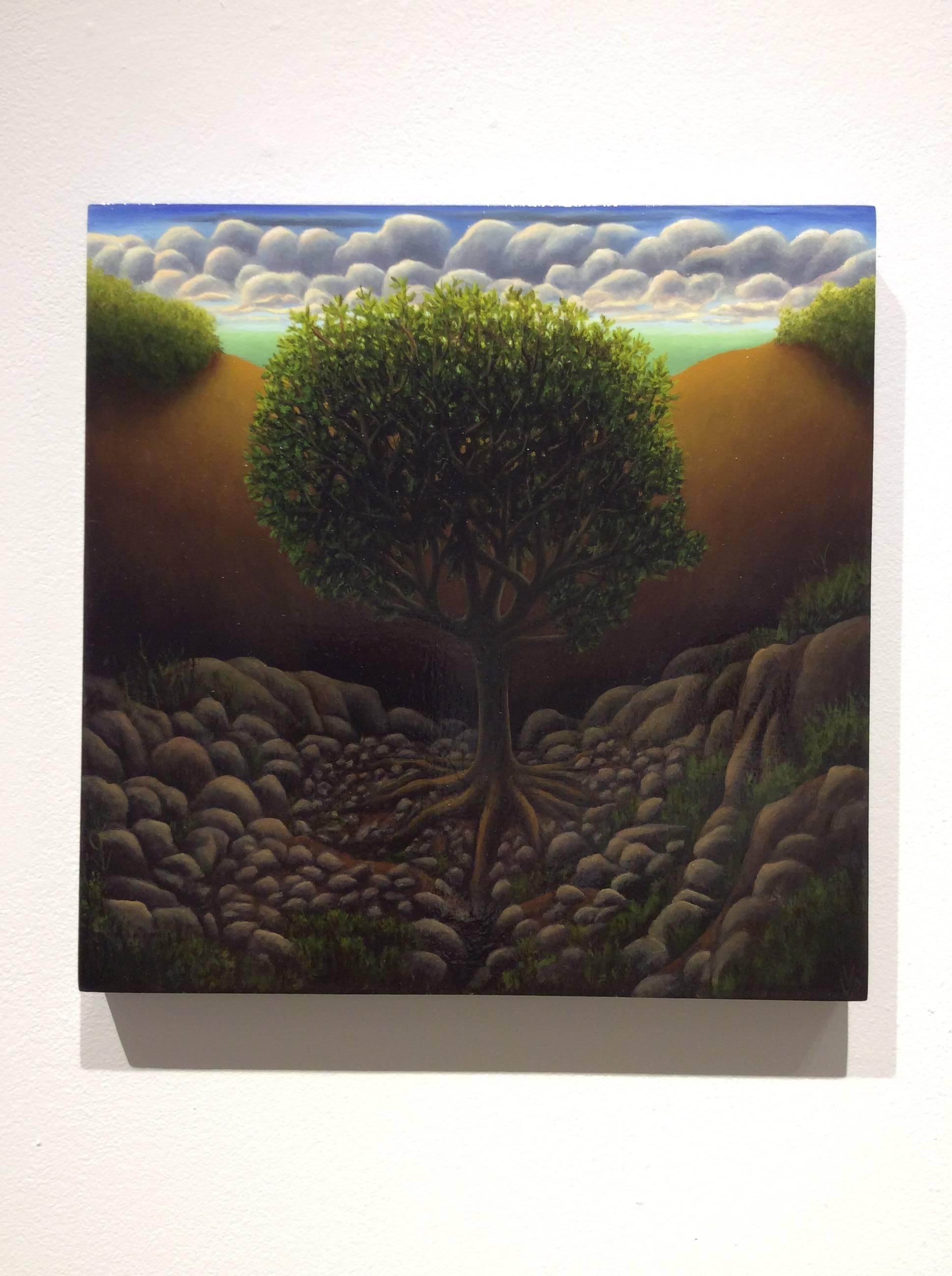 Tree in Rocks - Painting by Laura Von Rosk