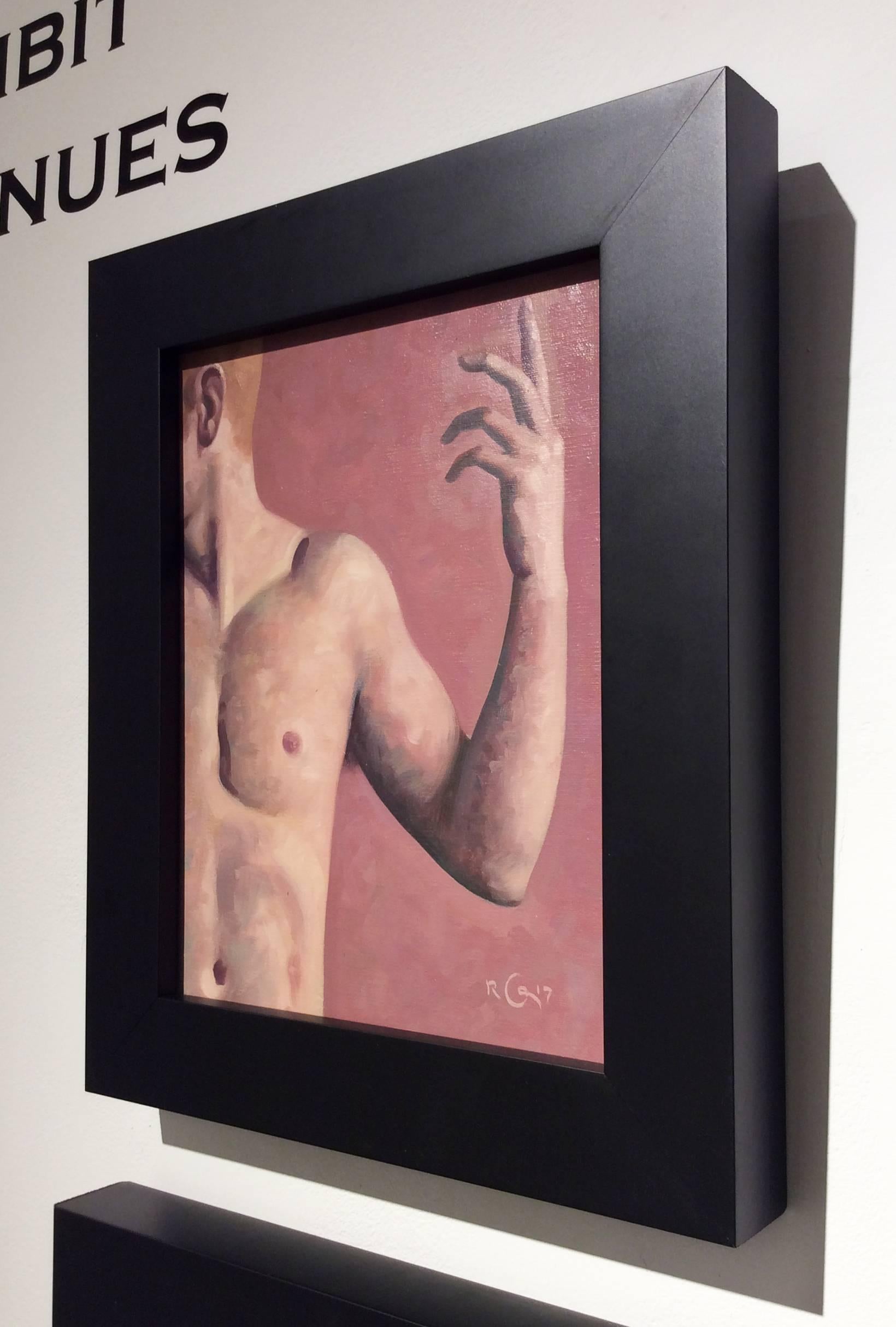 Anatomy Study 1 (Modern Figurative Oil Painting Detail of Nude Male, Framed) - Black Figurative Painting by Robert Goldstrom