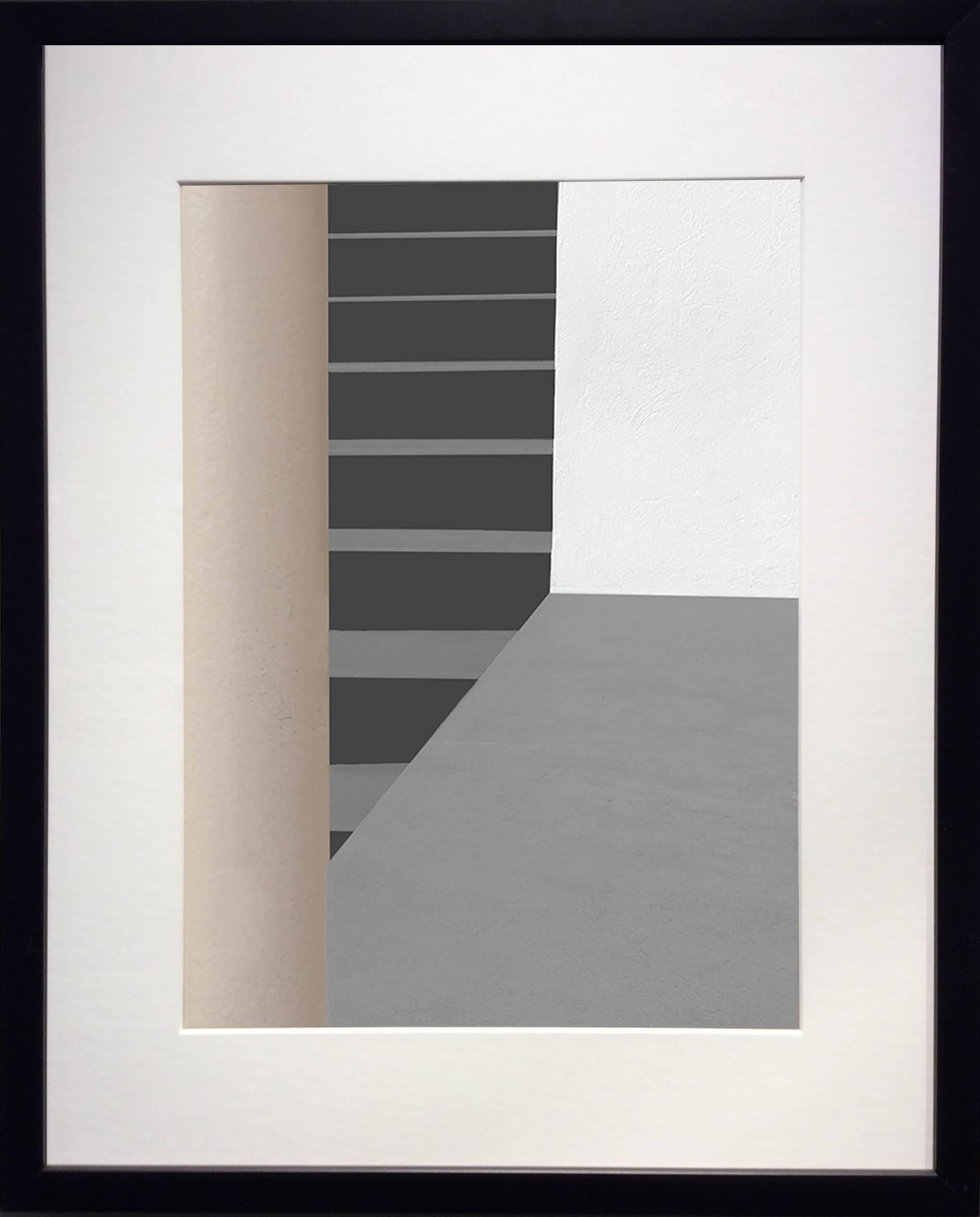 Columns and Stairs (Modern Abstracted Inkjet Print of Minimalist Interior) - Photograph by Stephanie Blumenthal