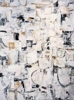 Musica notturna II (Pittura acrilica astratta moderna in bianco, nero e oro)
