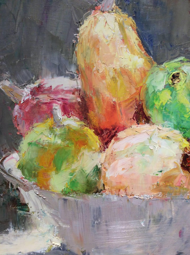 Dale Payson - Fruit Bowl Still Life II (Square Still Life Oil Painting on Canvas), Painting For ...