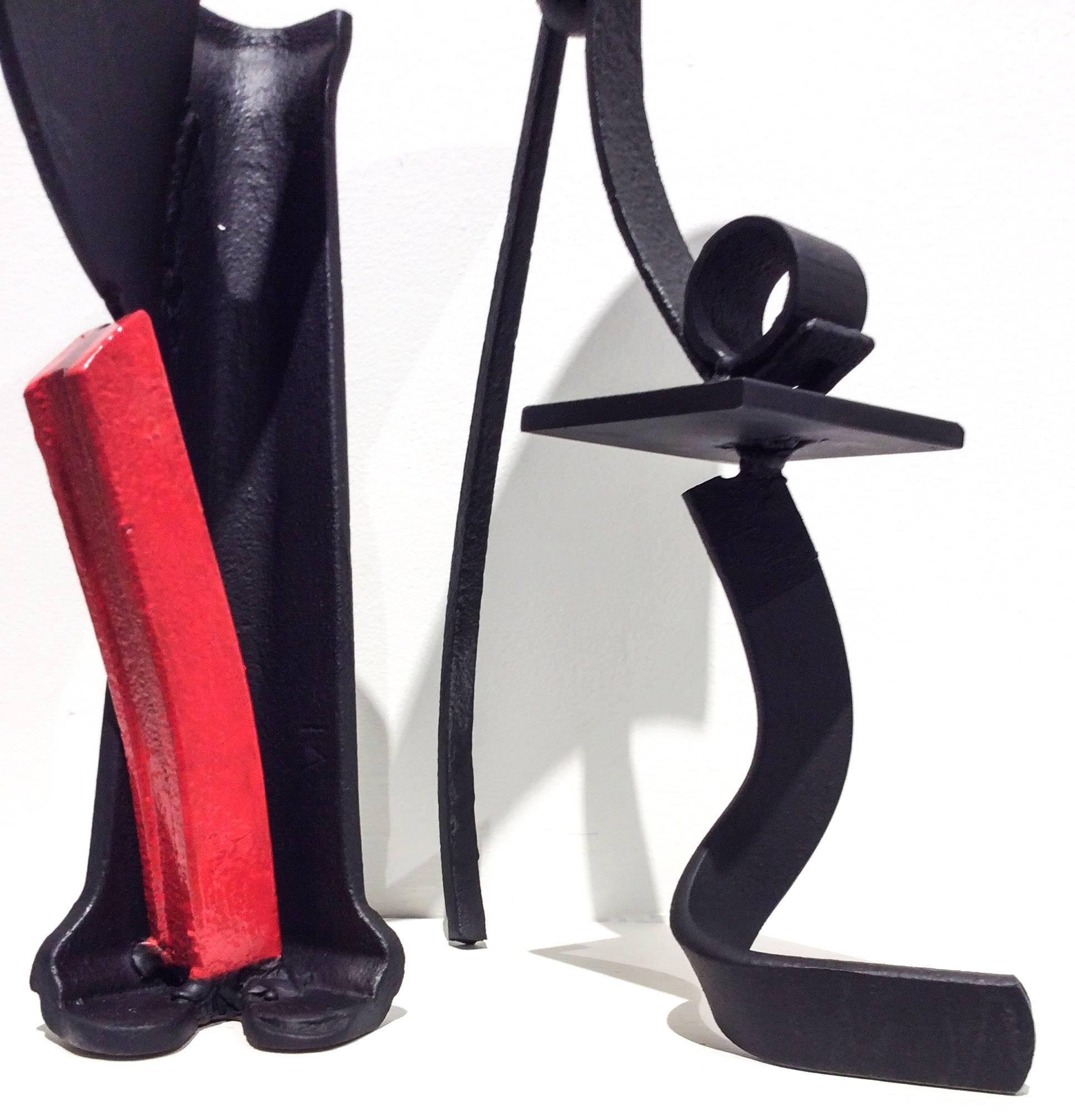 Offering (Abstract Minimalist Mid Century Modern Steel Sculpture in Black & Red) 3