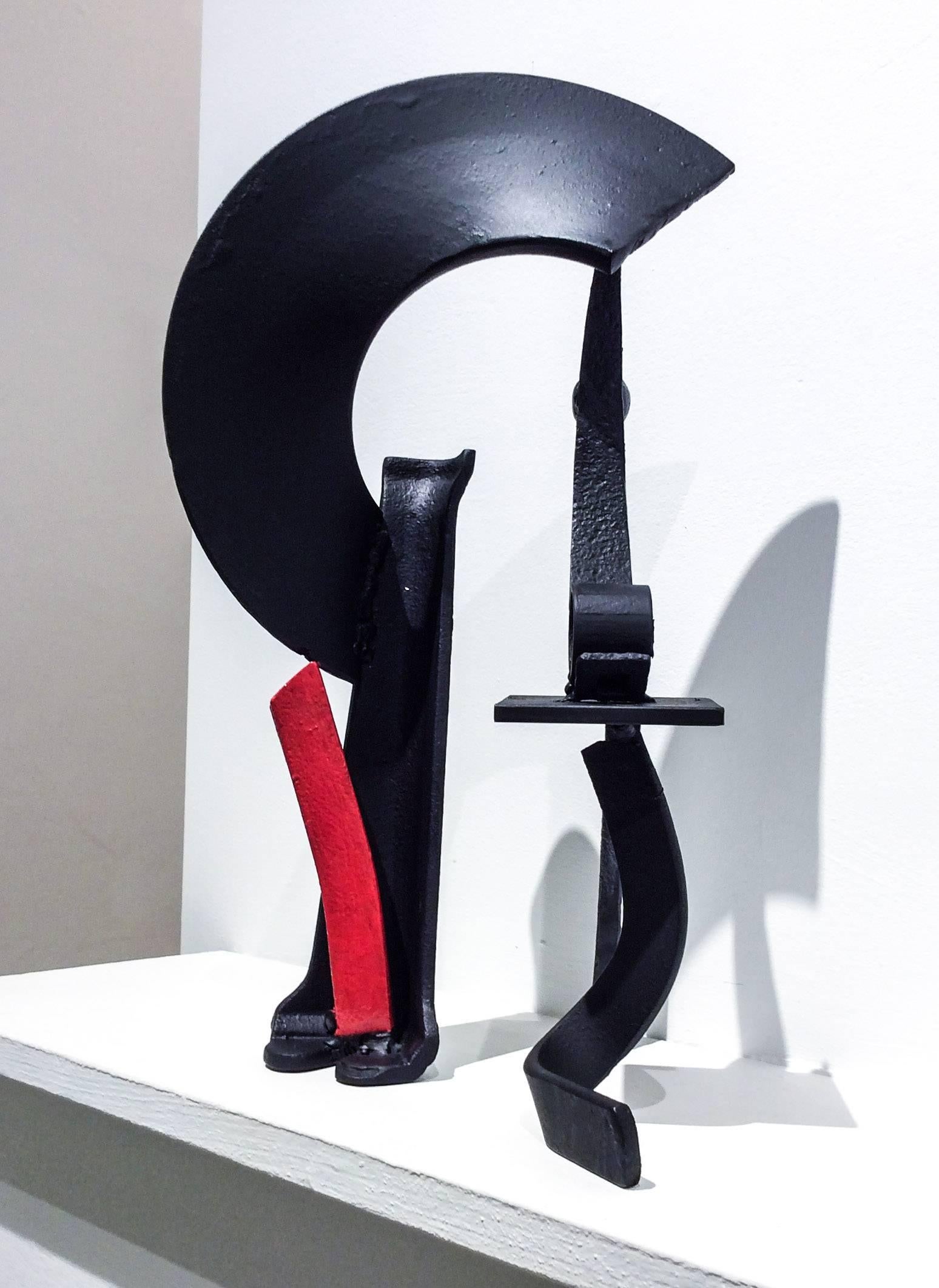 Offering (Abstract Minimalist Mid Century Modern Steel Sculpture in Black & Red) 1