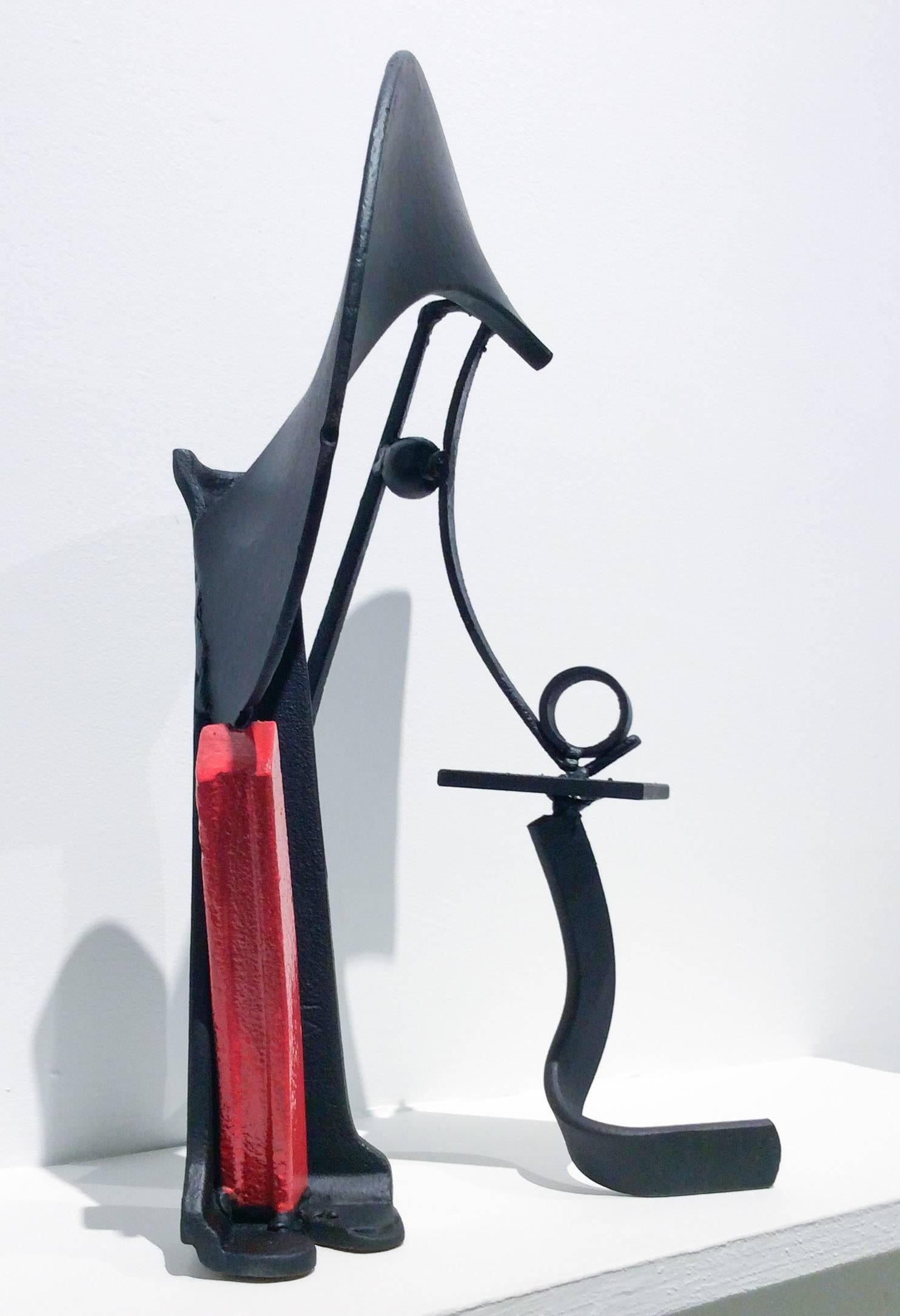 Offering (Abstract Minimalist Mid Century Modern Steel Sculpture in Black & Red) 4