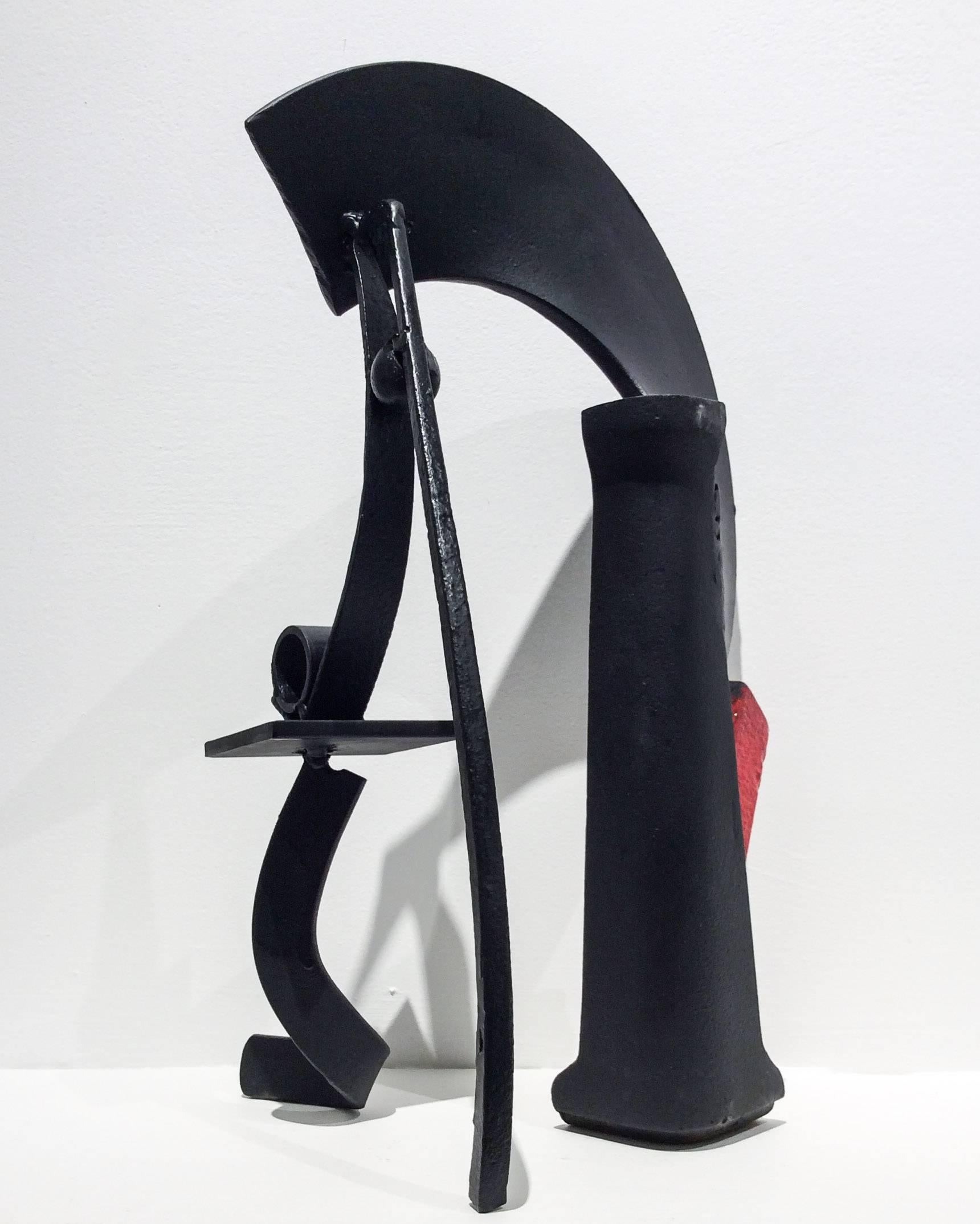 Offering (Abstract Minimalist Mid Century Modern Steel Sculpture in Black & Red) 5