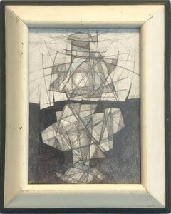 Morandi Origami E (Graphite Work on Paper in Cubist, Mid-Century Modern Style)