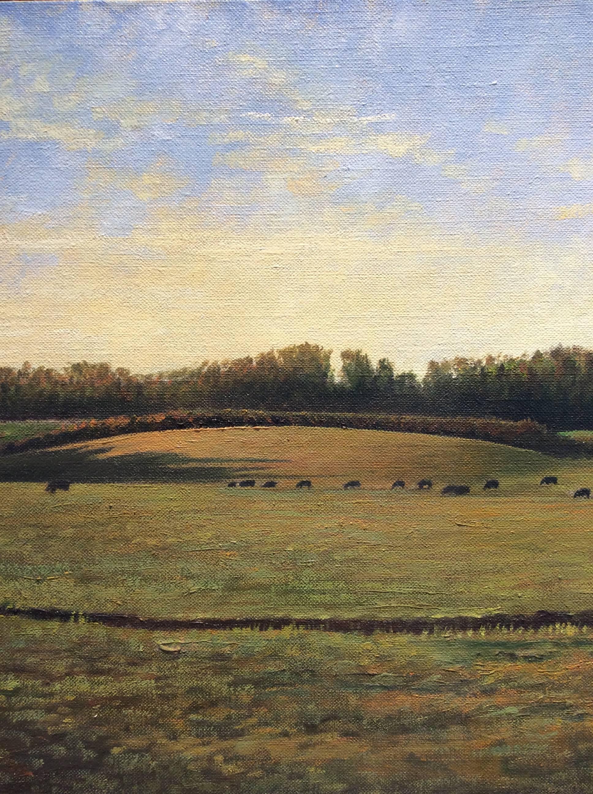 Landscape with Cows (Realistic Panoramic Oil Landscape Painting on Canvas) 2