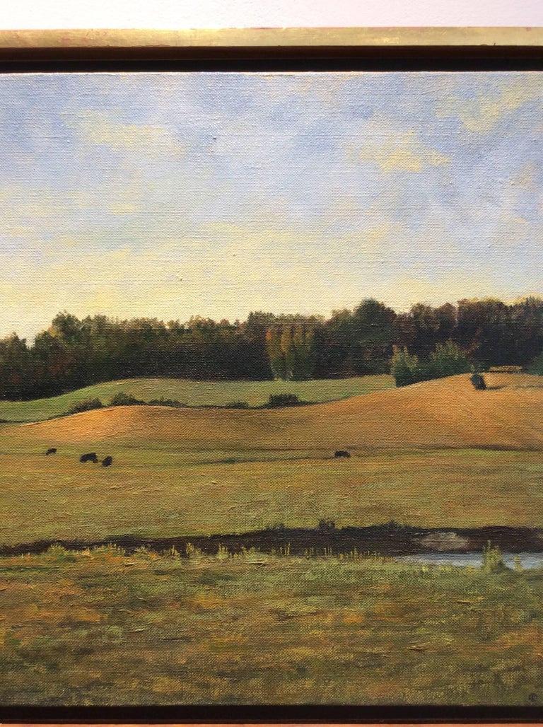 Leigh Palmer Landscape With Cows Realistic Panoramic Oil Landscape