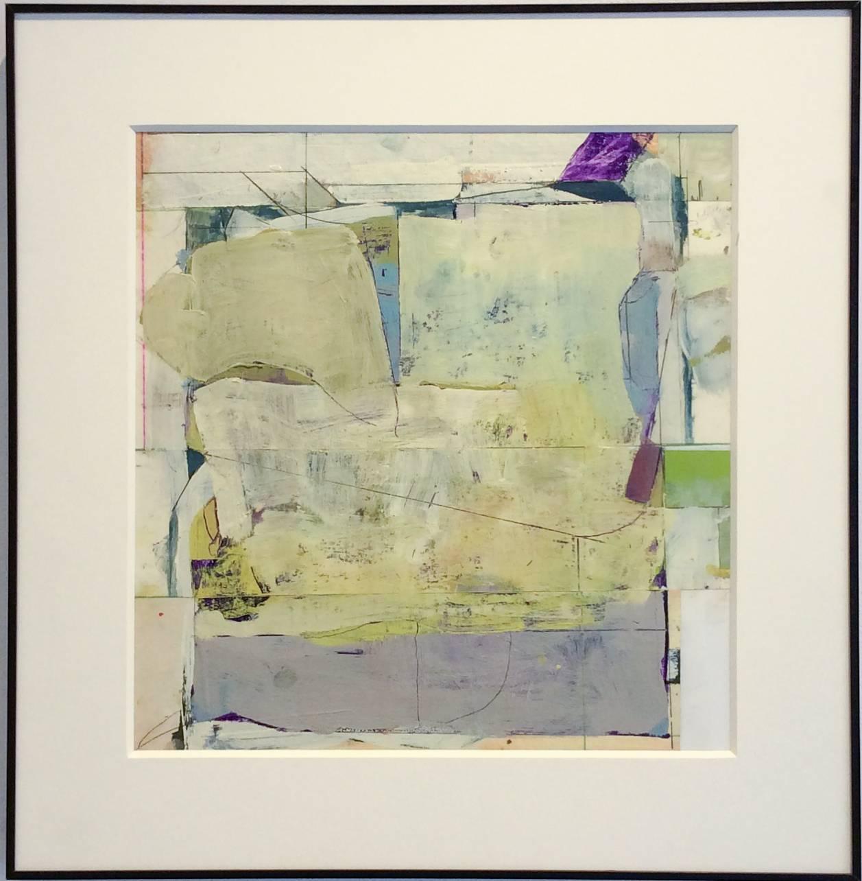 No. 74 (Abstract Mixed Media Work on Paper in Pale Chartreuse) - Contemporary Mixed Media Art by James O'Shea