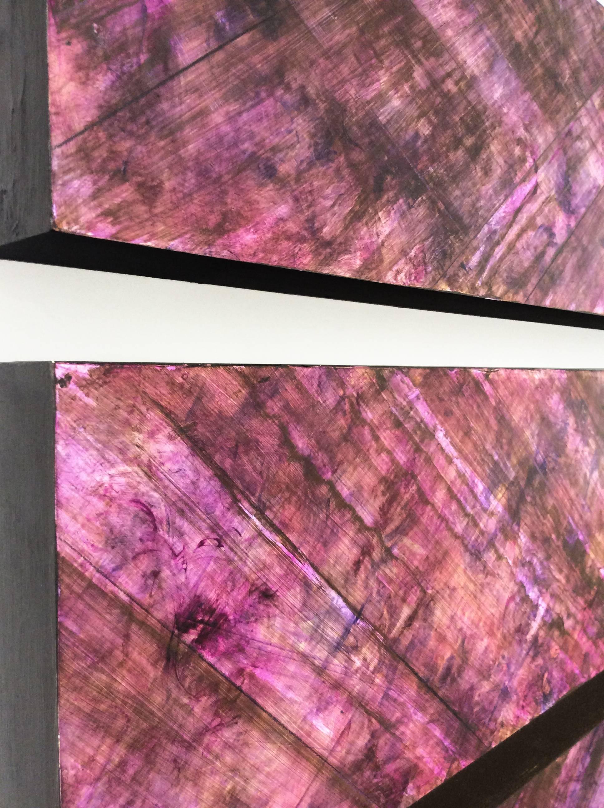 Acrylic on 3 wood panels
Each panel measures 8 x 24 x 2 inches
Suggested installation is 1-2 inches between panels, which can be oriented in any direction
Overall measurement for pictured install: 30 x 24 x 2 inches

This minimalist, non-objective