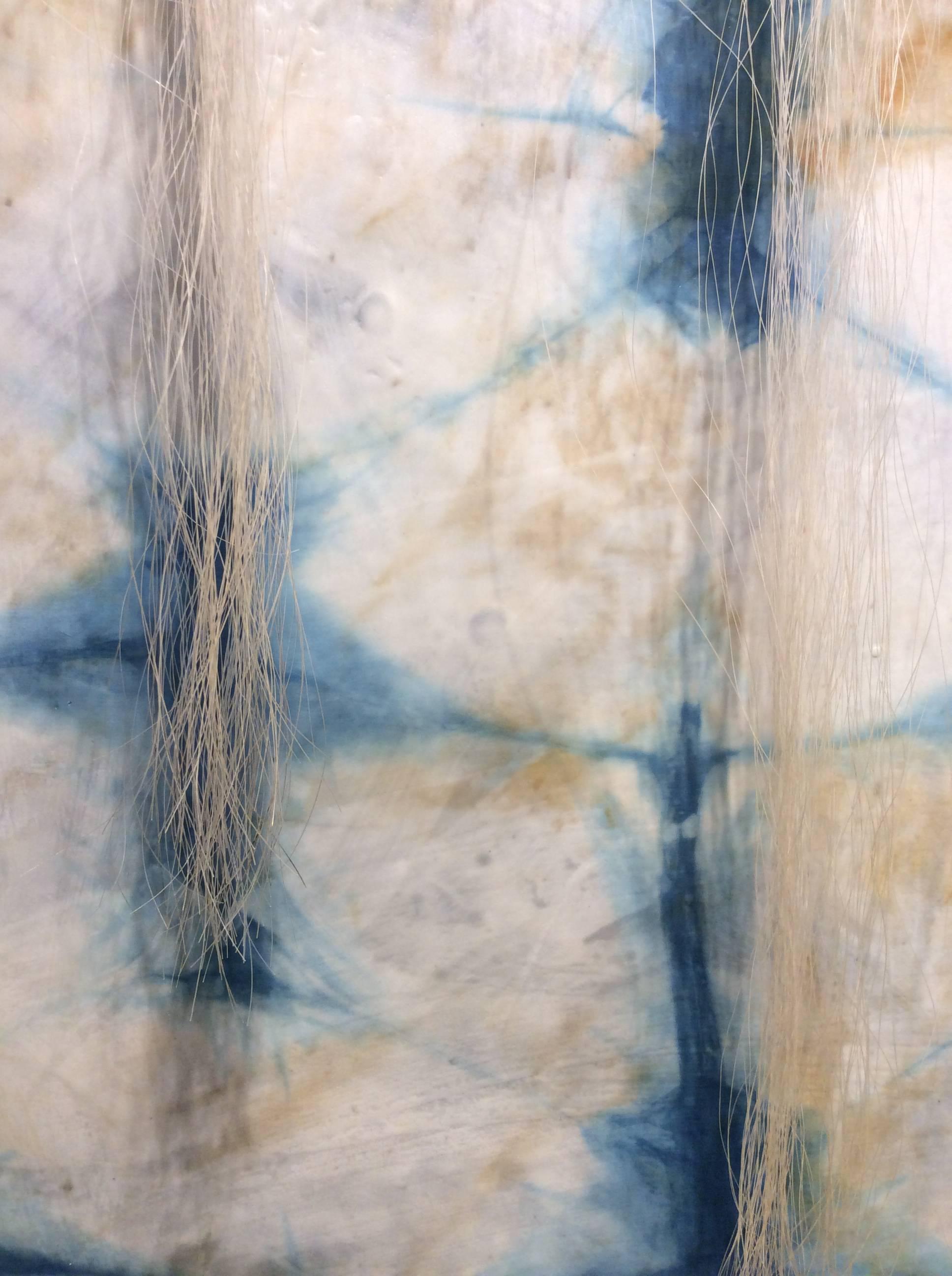 Hand dyed indigo silk and encaustic on wood panel
36 x 36 inches

This contemporary pattern-based abstract silk and encaustic work on panel was created by San Francisco-based artist Susan Stover as part of her Indigo series, so-named for the
