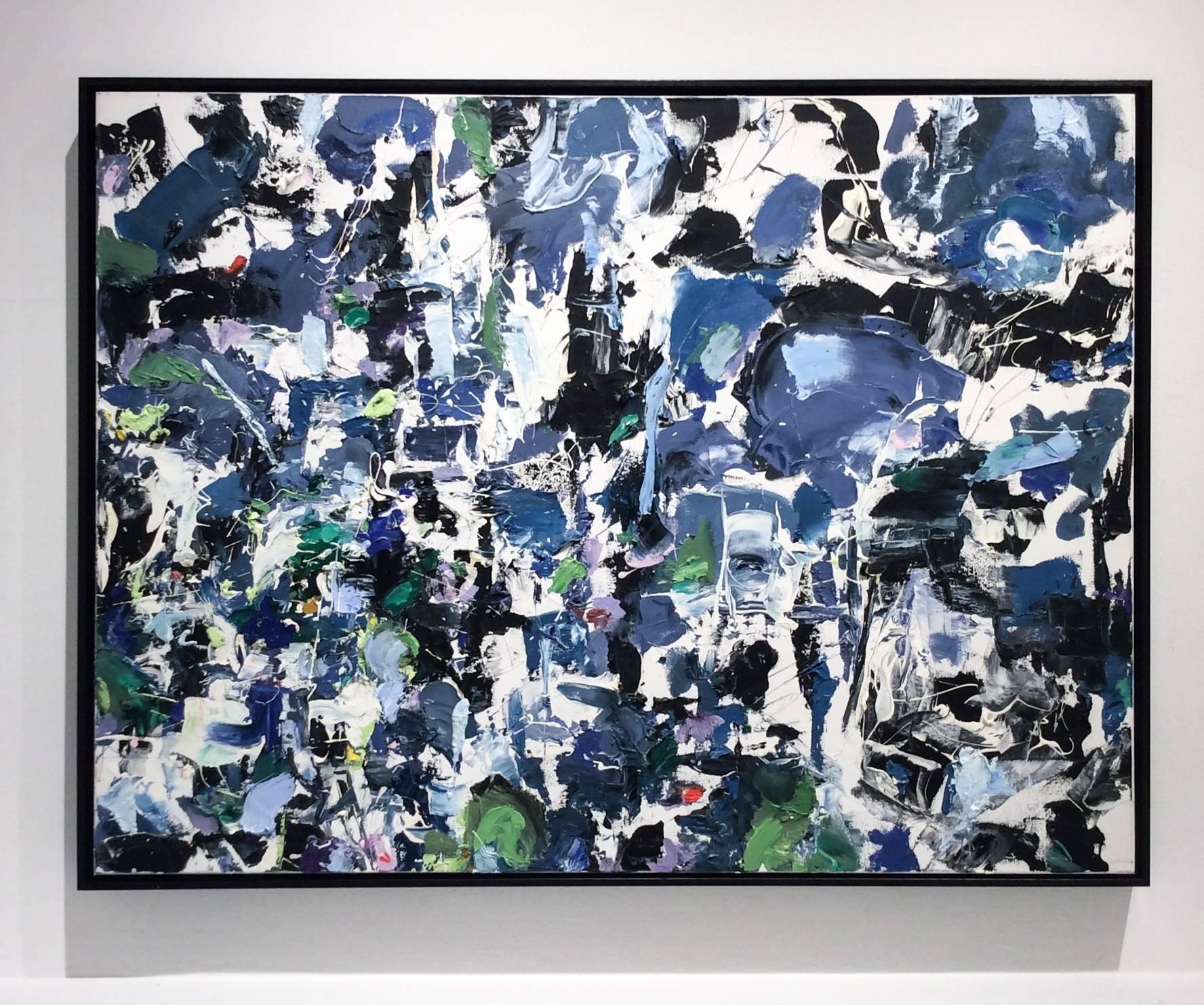 Air Bluing with Afternoon (Large Abstract Expressionist Painting on Canvas) by Adam Cohen
Abstract expressionist painting on canvas in blue, white, black, and violet
30 x 40 inches on stretched canvas, signed on front and dated on reverse
Can be