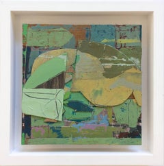 Green Sheets #1 (Small Earth Toned Abstract Encaustic Painting on Wood Panel)