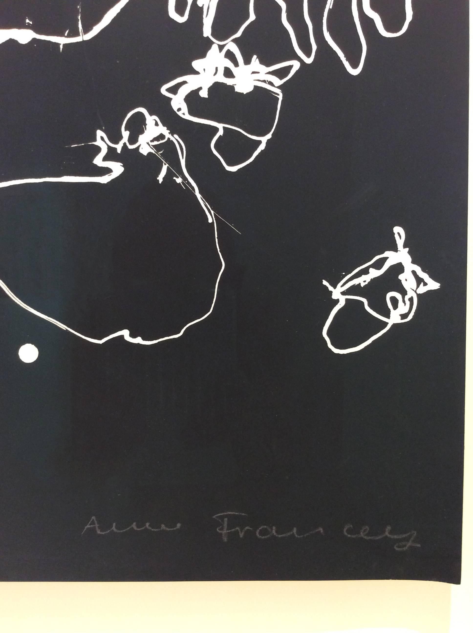 Seismography #22 (Dessin abstrait contemporain de fleurs en noir et blanc, encadré) par Anne Francey
encre et gouache sur papier
44 x 31 pouces sans cadre
49 x 37,5 pouces dans un cadre noir avec verre antireflet AR et fil d'installation, prêt à