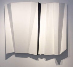 Parting Horizon (Contemporary Abstract Minimalist White & Black Wall Sculpture)