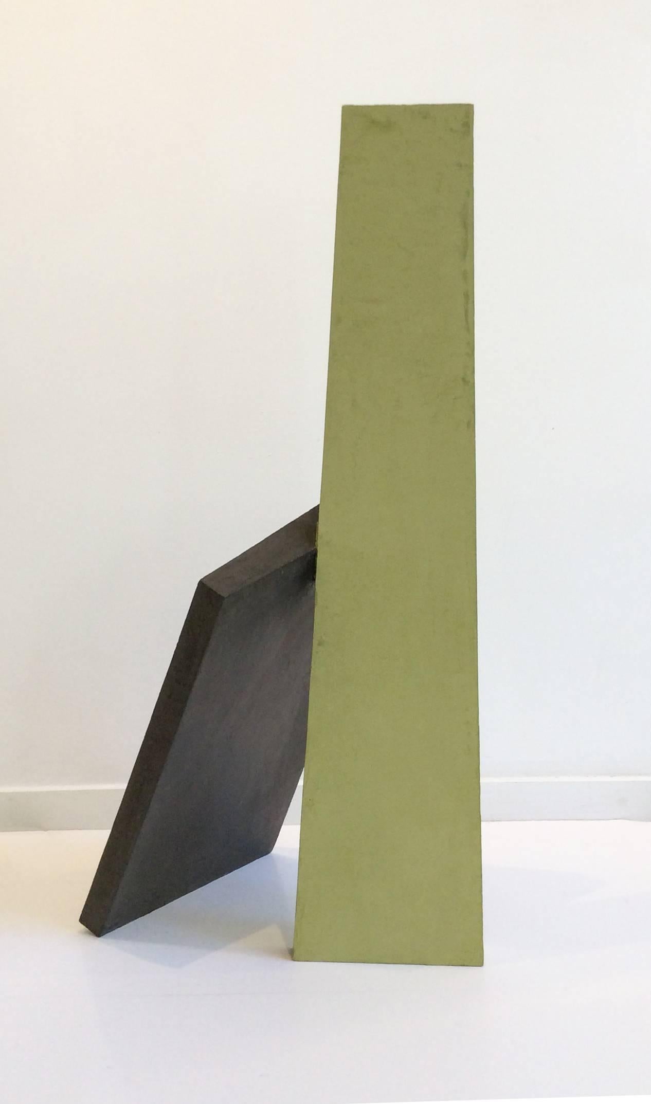 37 x 20 x 15
carved precision board, fiberglass, acrylic & Venetian plaster 

This contemporary, abstract minimalist free-standing sculpture was made by Japanese artist, Dai Ban in 2015. The elegant minimalist sculpture is incredibly lightweight and