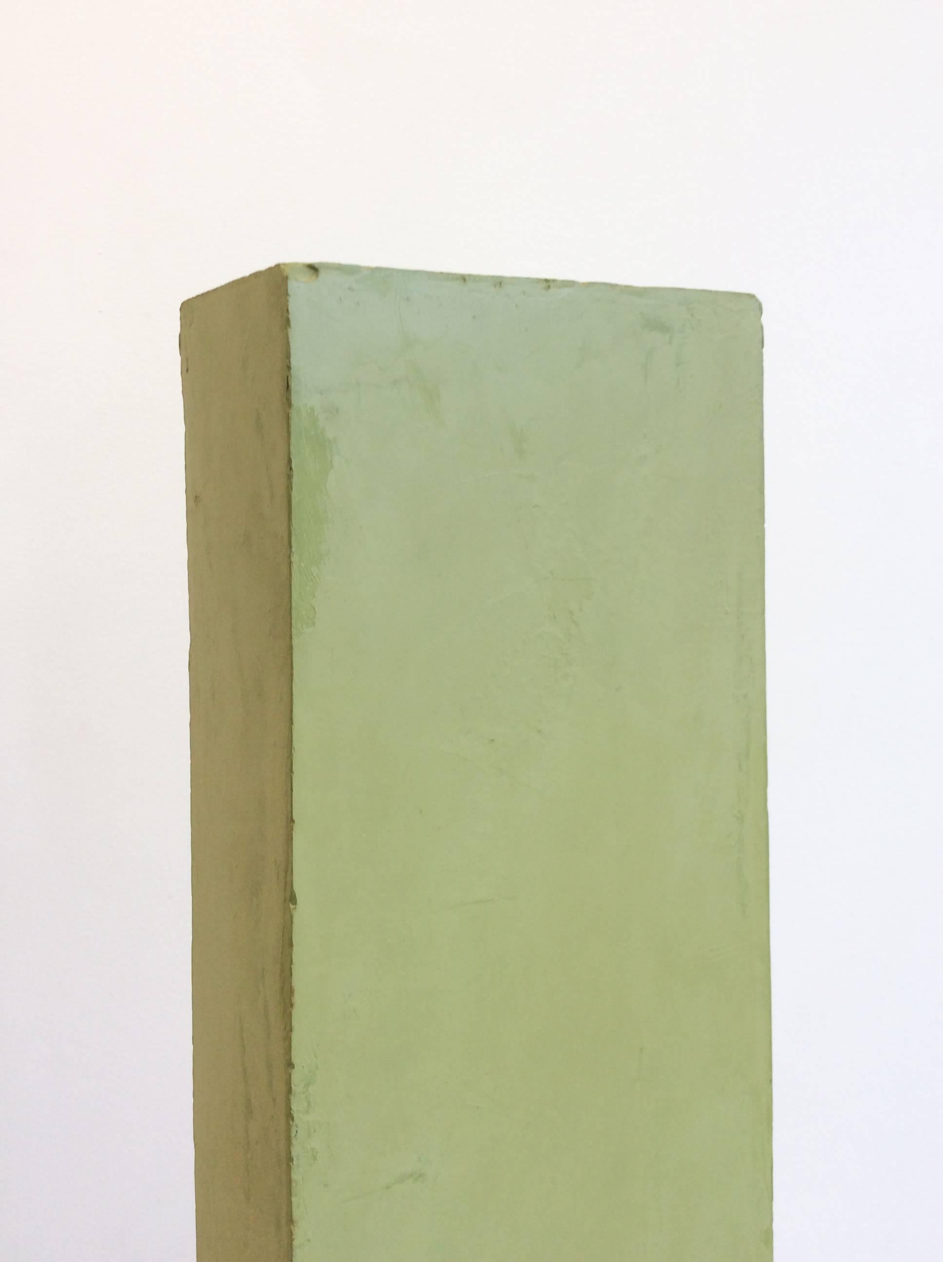 Just Lean on Me (Contemporary Minimalist Standing Sculpture in Green & Black) 2