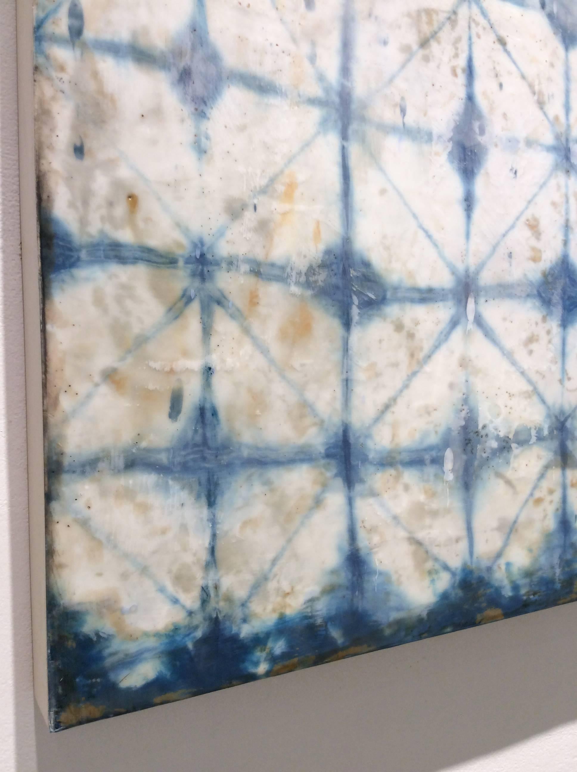 Chance Fades (Modern Abstract Blue Indigo & Encaustic Vertical Work on Panel) 3