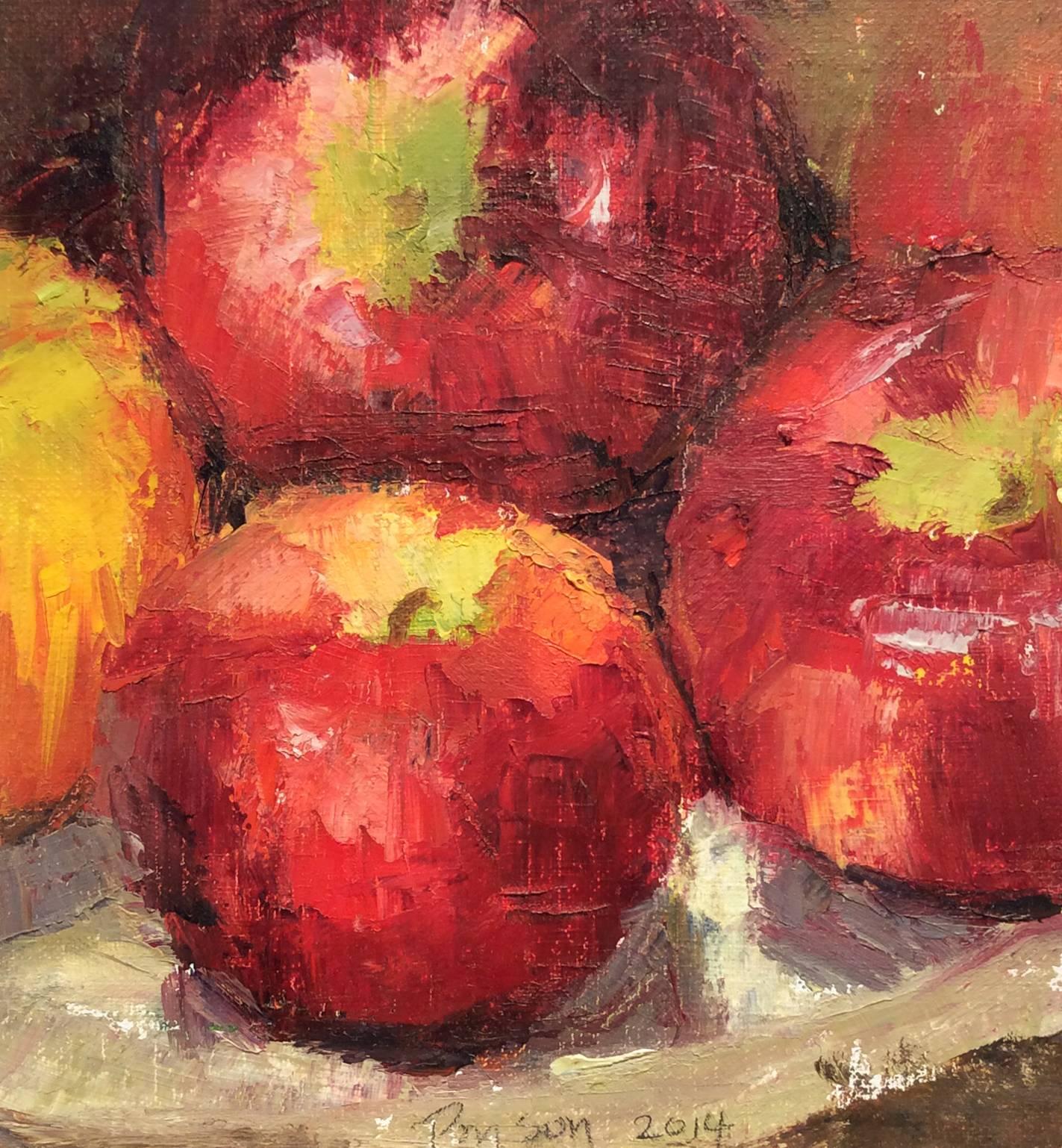 painting apples red