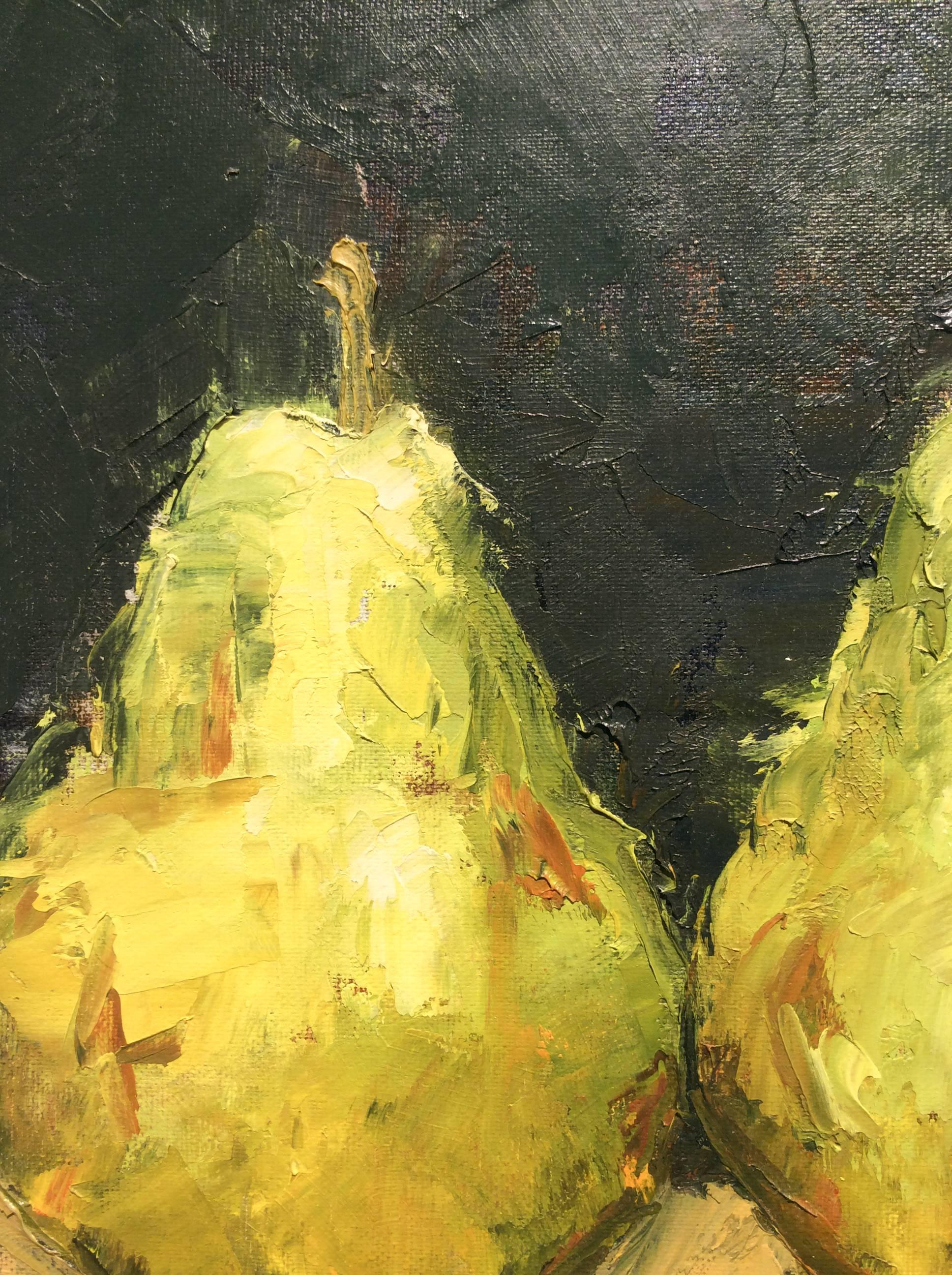 Pears II (Impressionistic Fruit Still Life Painting of Chartreuse Yellow Pears) 1