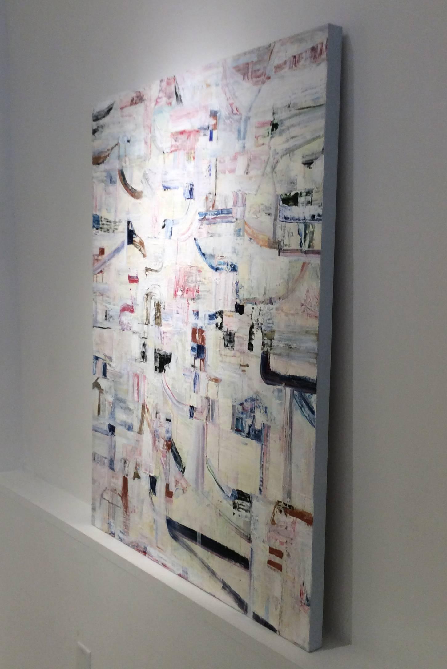 Hidden Pathways II (Abstraktes Acrylgemälde auf Leinwand) (Grau), Abstract Painting, von Ragellah Rourke