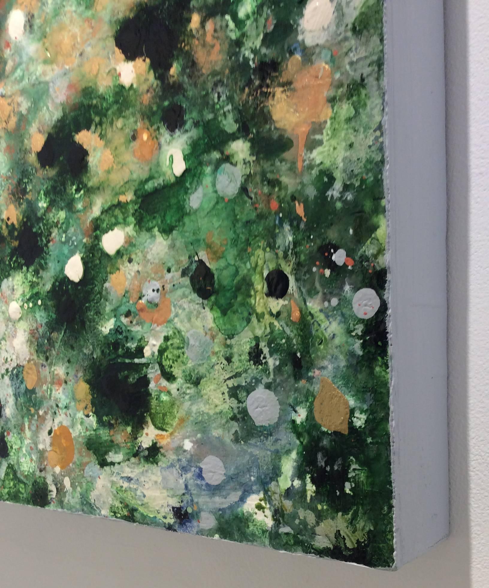 Infinity II (Modern, Abstract Expressionist Painting in Forest Green) For Sale 3