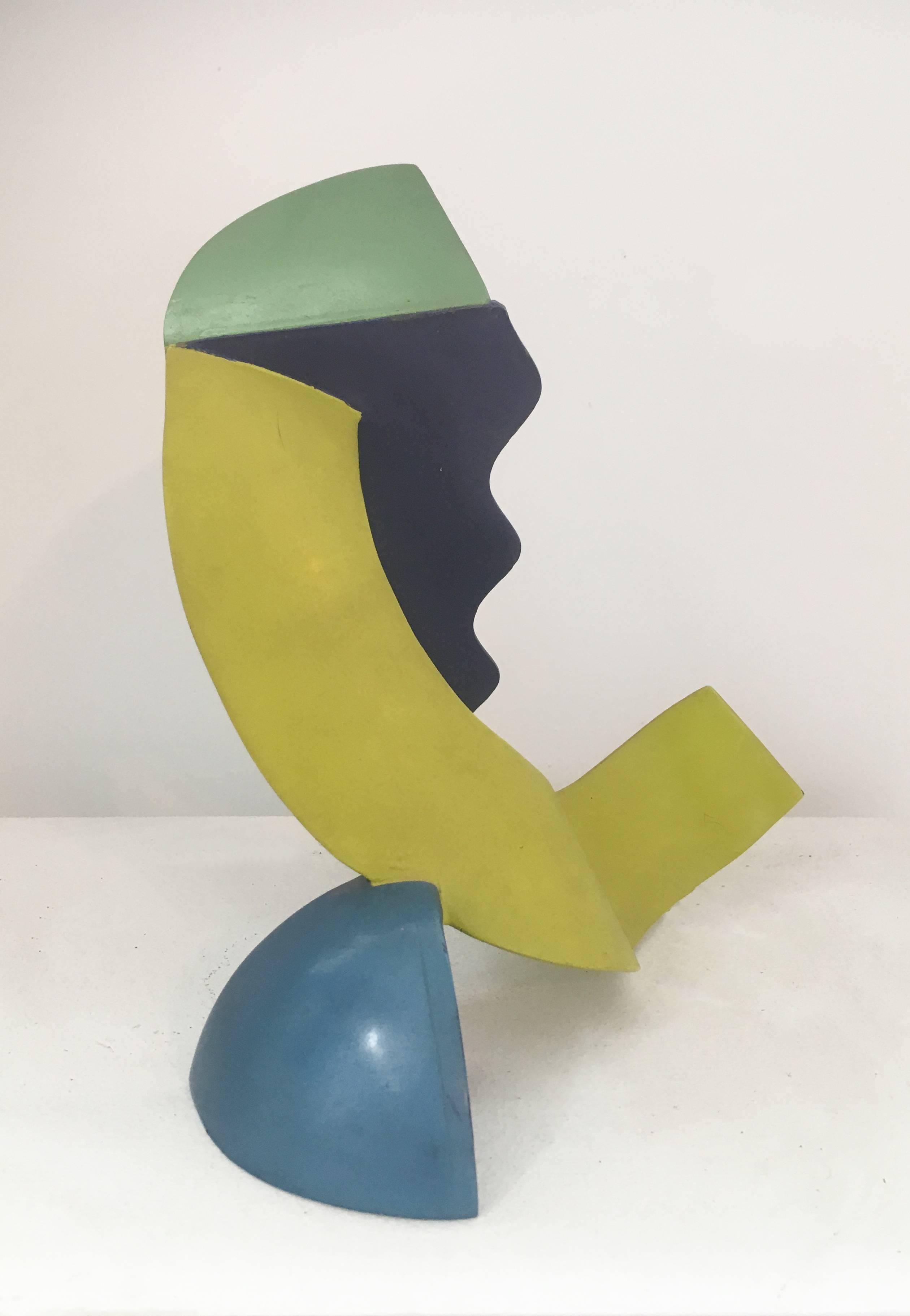 Calypso (Farbenfrohe abstrakte Mid-Century Modern-Skulptur in Gelb, Blau und Grün) (Geometrische Abstraktion), Sculpture, von Leon Smith