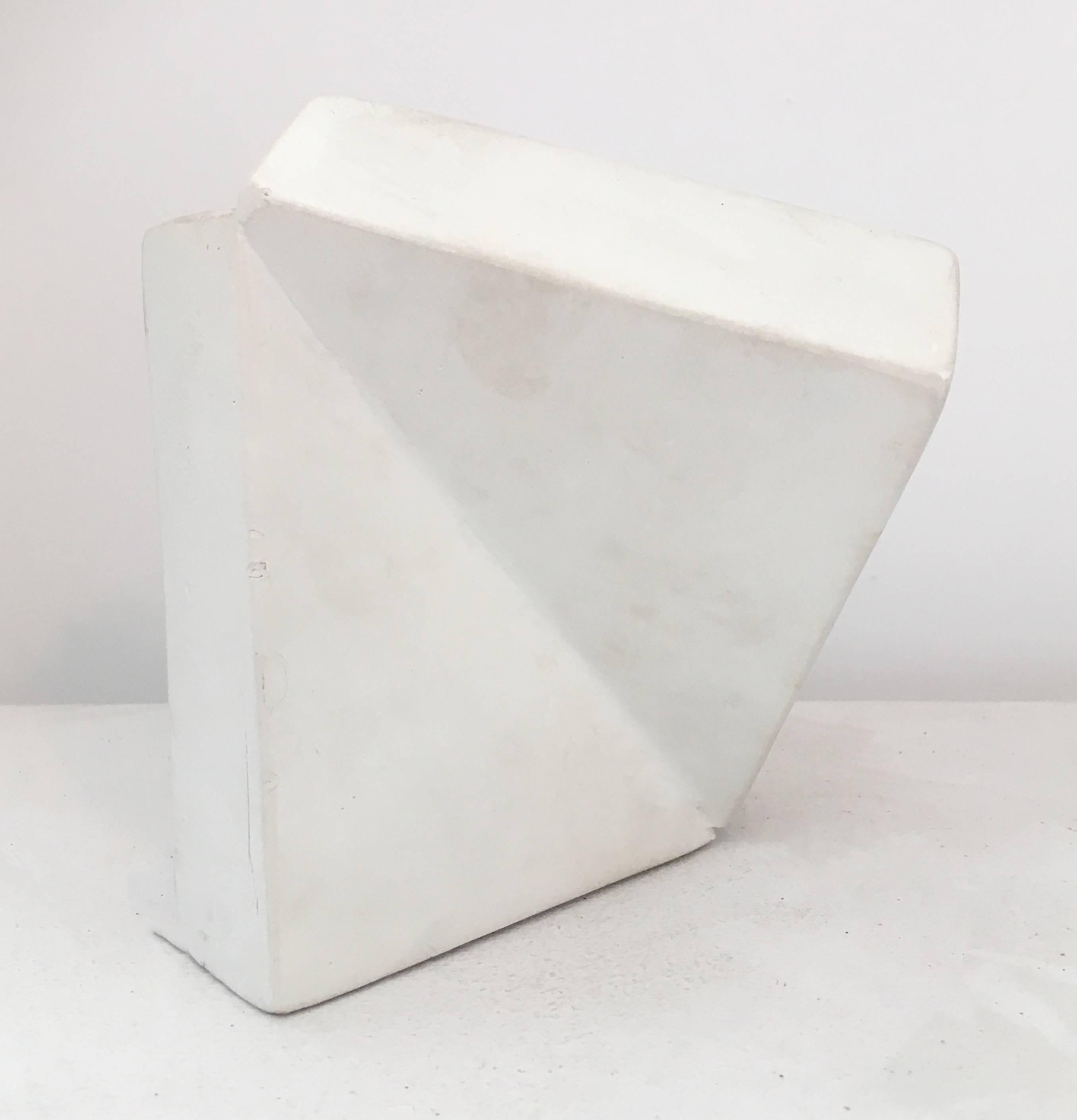 Sequestered (Small White Abstract Mid Century Modern Wood & Copper Sculpture) 1