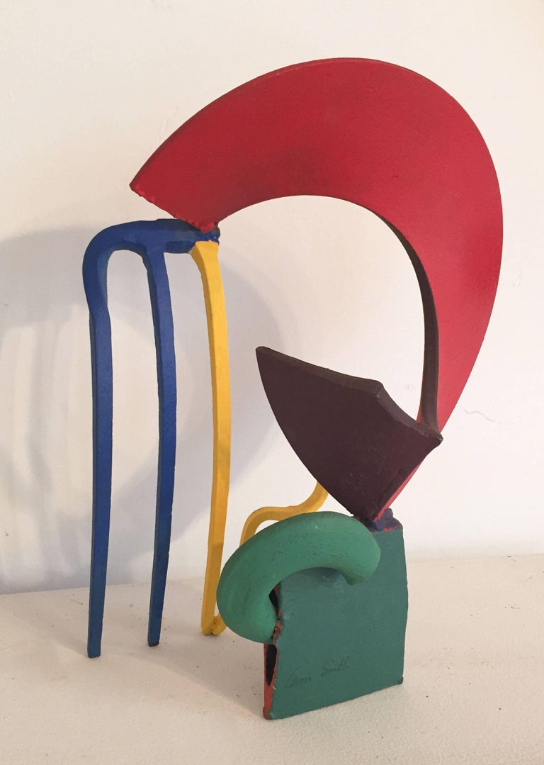 Sprite (Small and Colorful Abstract Mid Century Modern Steel Sculpture) - Brown Abstract Sculpture by Leon Smith