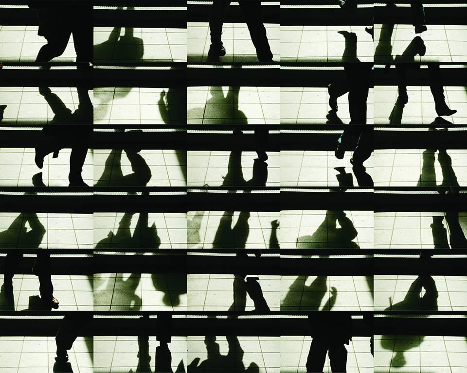 Elliott Kaufman Abstract Photograph - Street Dance 3.12 x 16 (Graphic Abstract Black & White Grid Urban Photograph)