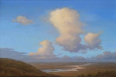 Chasing Light : Paysage peinture à l'huile de ciel bleu & nuages dans la vallée de Hudson