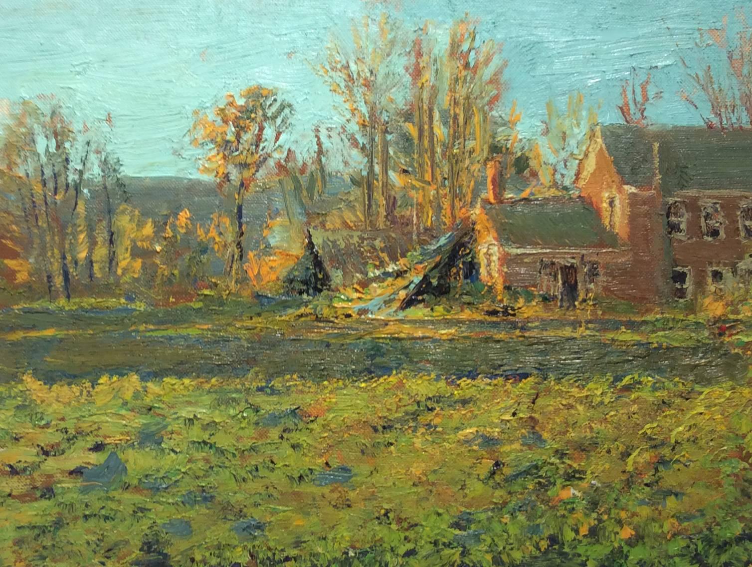 #5511 The Old Walker House: Modern Impressionist Landscape Oil Painting on Linen
