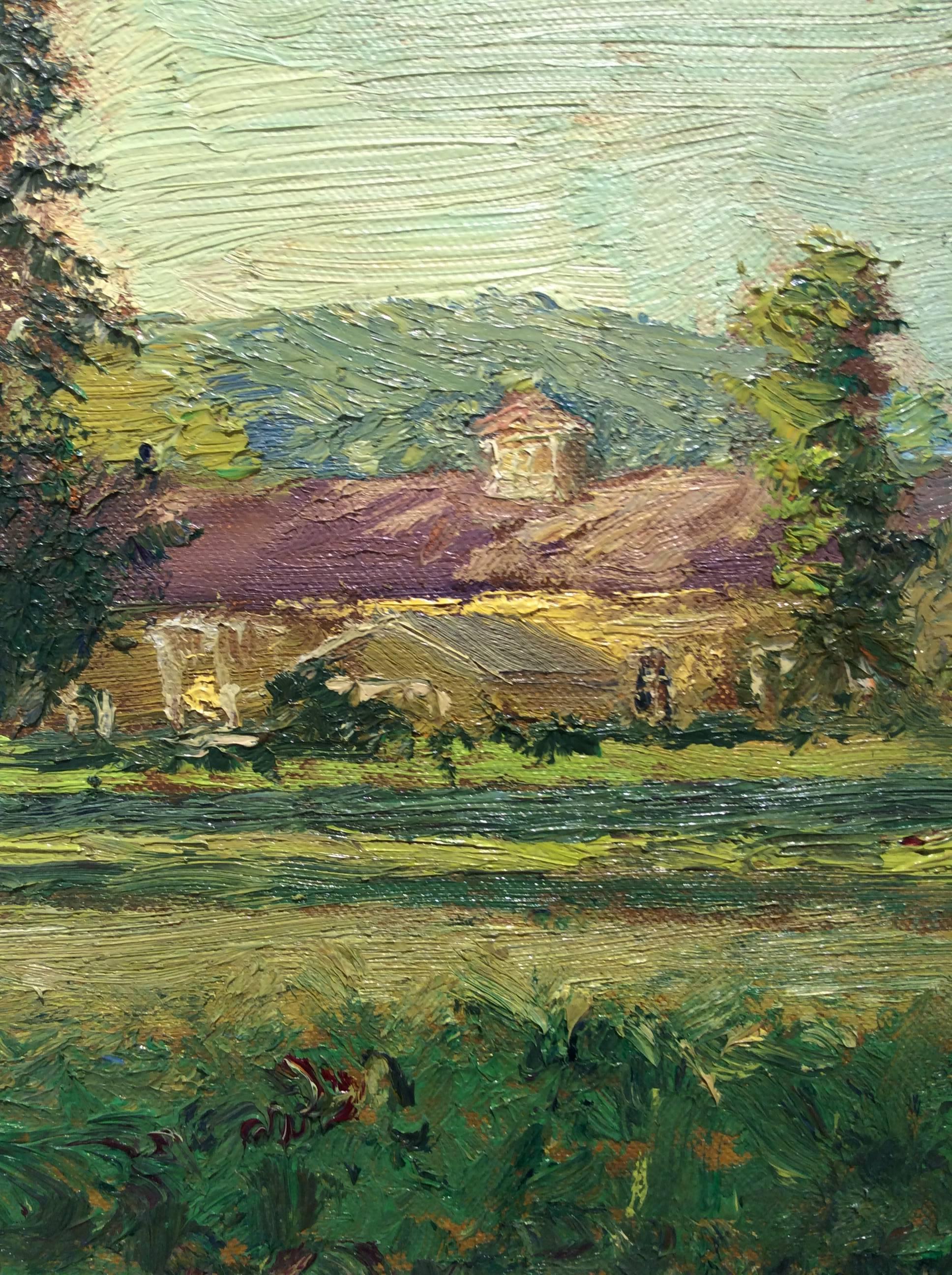 #5512 Erinnerung an Warren:  Impressionistische Landschaft, Ölgemälde eines ländlichen Feldes (Schwarz), Landscape Painting, von Harry Orlyk