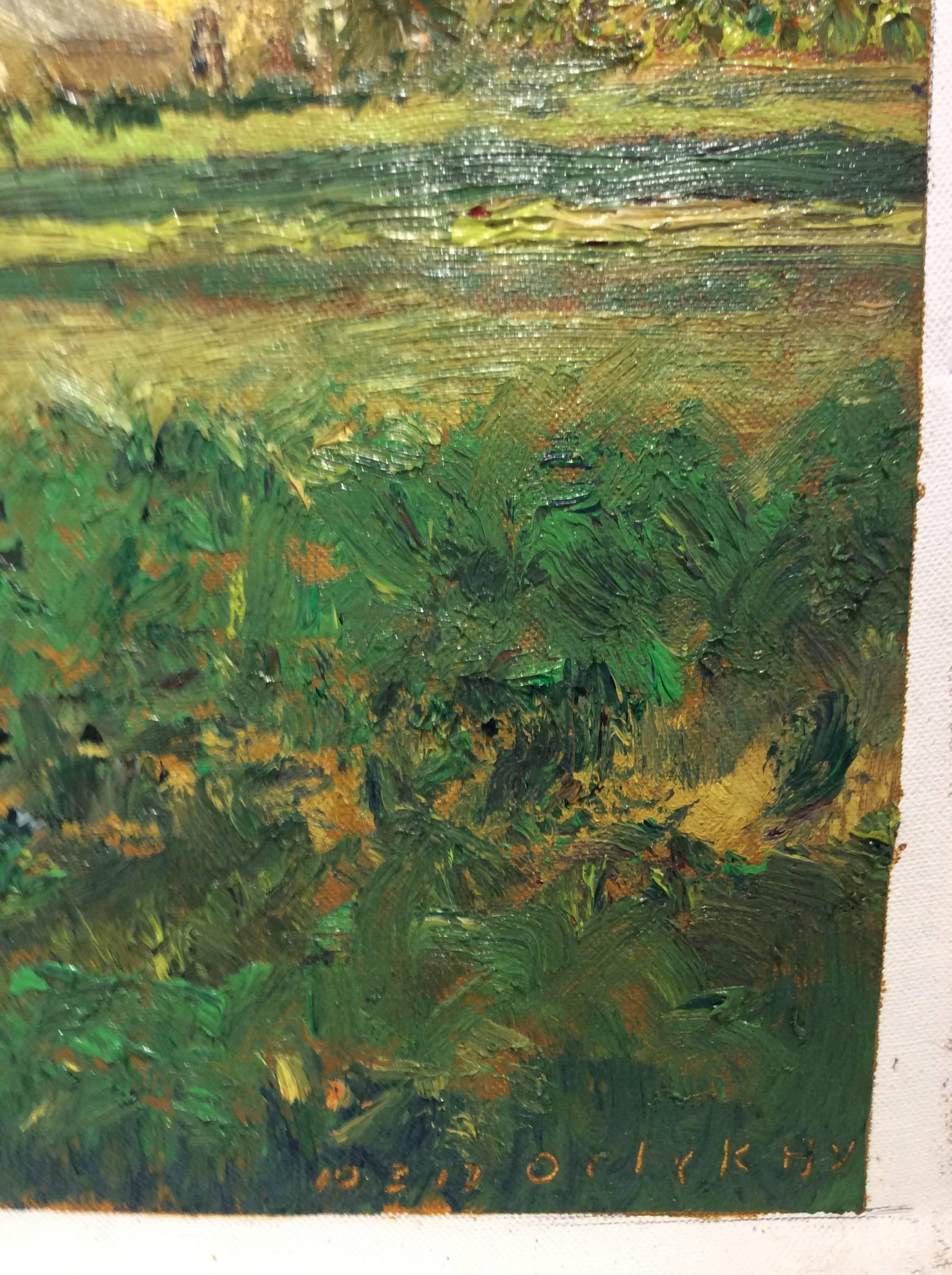 öl auf Leinen auf Homasote-Karton, ungerahmt
14.25 x 16,25 Zoll

Harry Orlyk ist berühmt für seine Fähigkeit, die ländliche Landschaft des Hudson Valley mit impressionistischen Pinselstrichen und einer leuchtenden Farbpalette einzufangen. Täglich