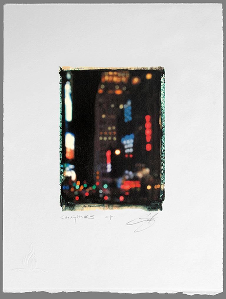 City Lights #3 (Small Heat Transfer Print of NYC Night Traffic) 1