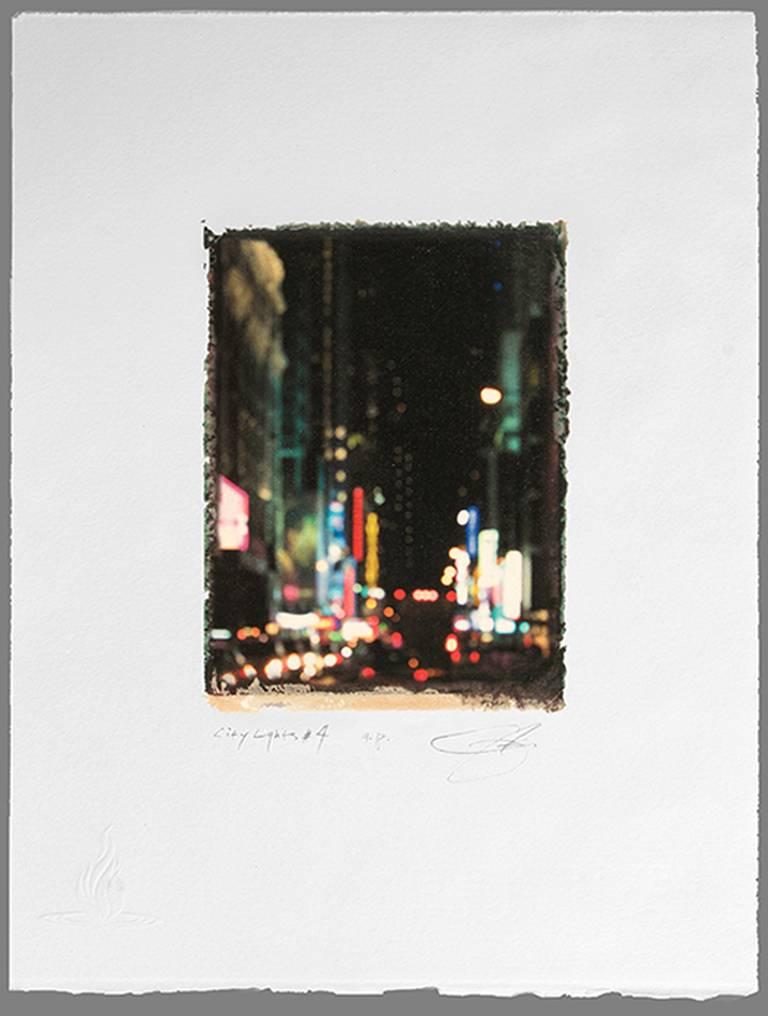City Lights #4 (Small Heat Transfer Print of NYC Night Traffic) 1