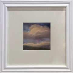 25 Series, No. 7: Pastel on Paper Landscape Drawing of Clouds in Sky, Framed