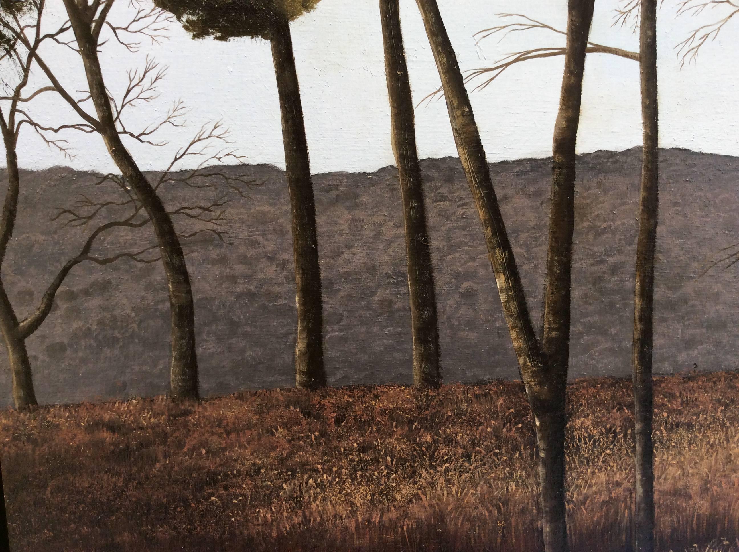 Stagger (Hyper Realist Late Autumn Landscape Painting on Wood Panel) 4