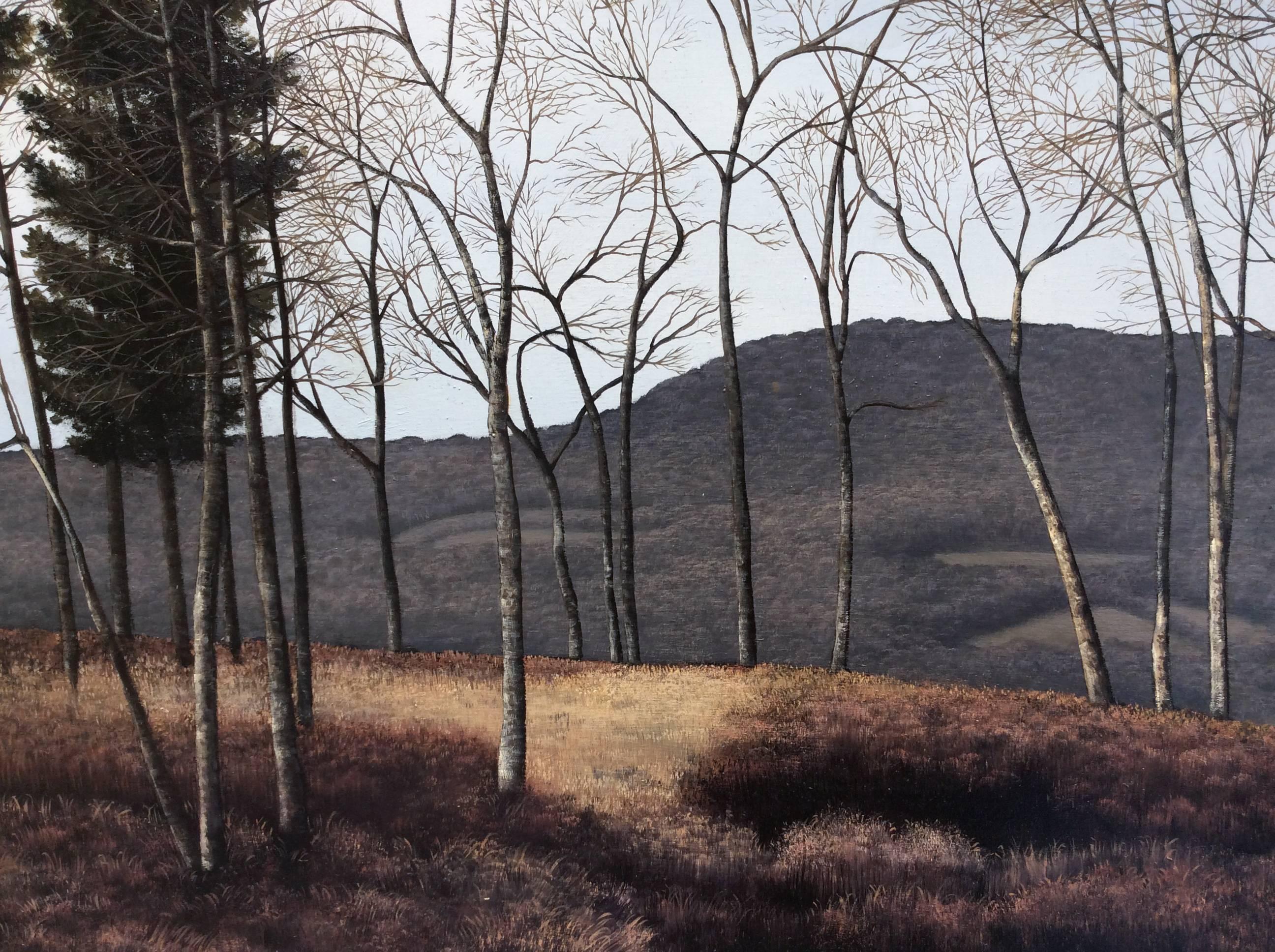 Stagger (Hyper Realist Late Autumn Landscape Painting on Wood Panel) 2