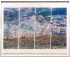 Warm Waters #17 (Nautical Seascape Photograph, Blue Ocean Waves in White Frame)