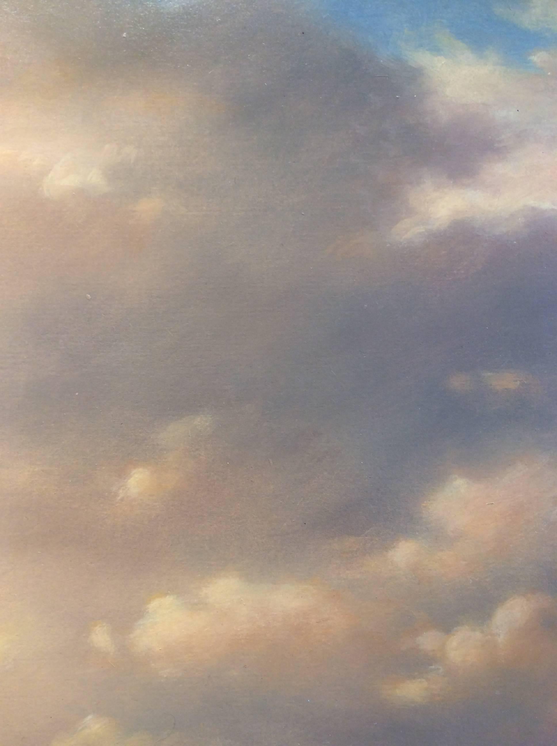 Cloud Icon XVI: Luminist-Style Oil Painting of Warm Clouds and Blue Sky 1