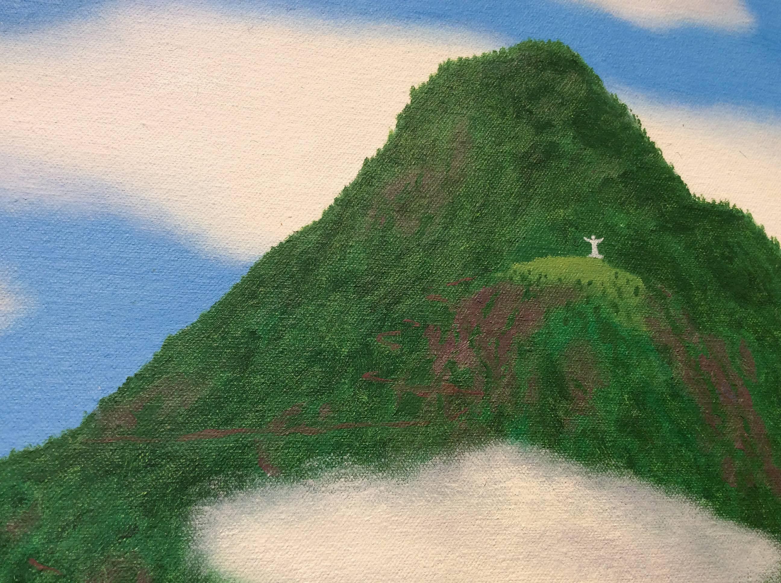 Monserrate e Guadalupe (Paesaggio a olio di Greene & Greene in Sud America) - Figurative Painting Grigio di Bill Sullivan