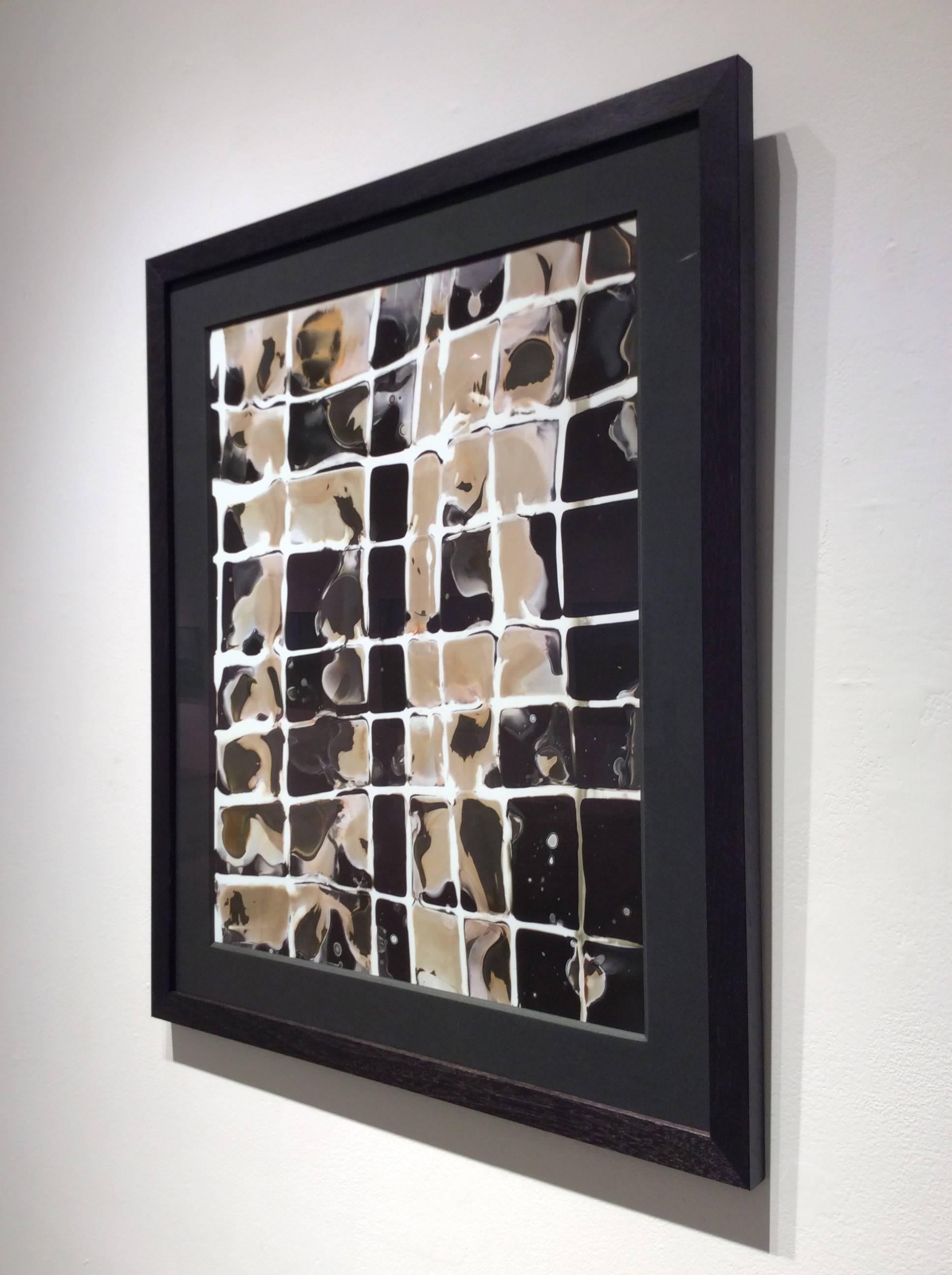 No. 4, Cubes (Abstract Cameraless Photograph in Earth Toned Palette, Framed) - Painting by Birgit Blyth