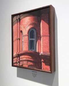 Upper West (Small, Photo-Realist Oil Painting of NYC Red Brick Building)