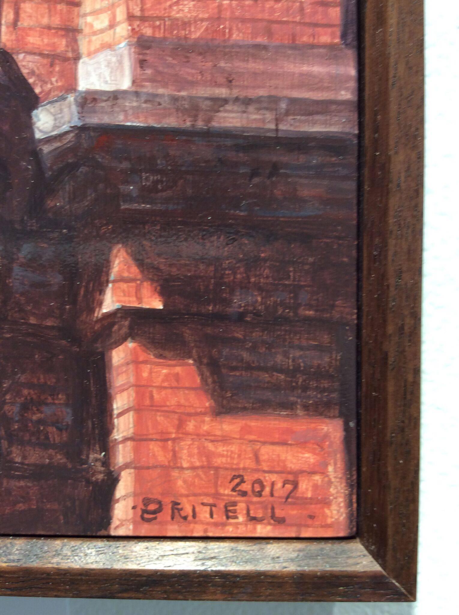 Upper West (Small, Photo-Realist Oil Painting of NYC Red Brick Building) 1