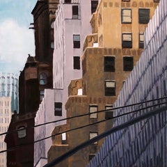 Three Shades of White (Cityscape Oil Painting of New York City Brick Buildings)