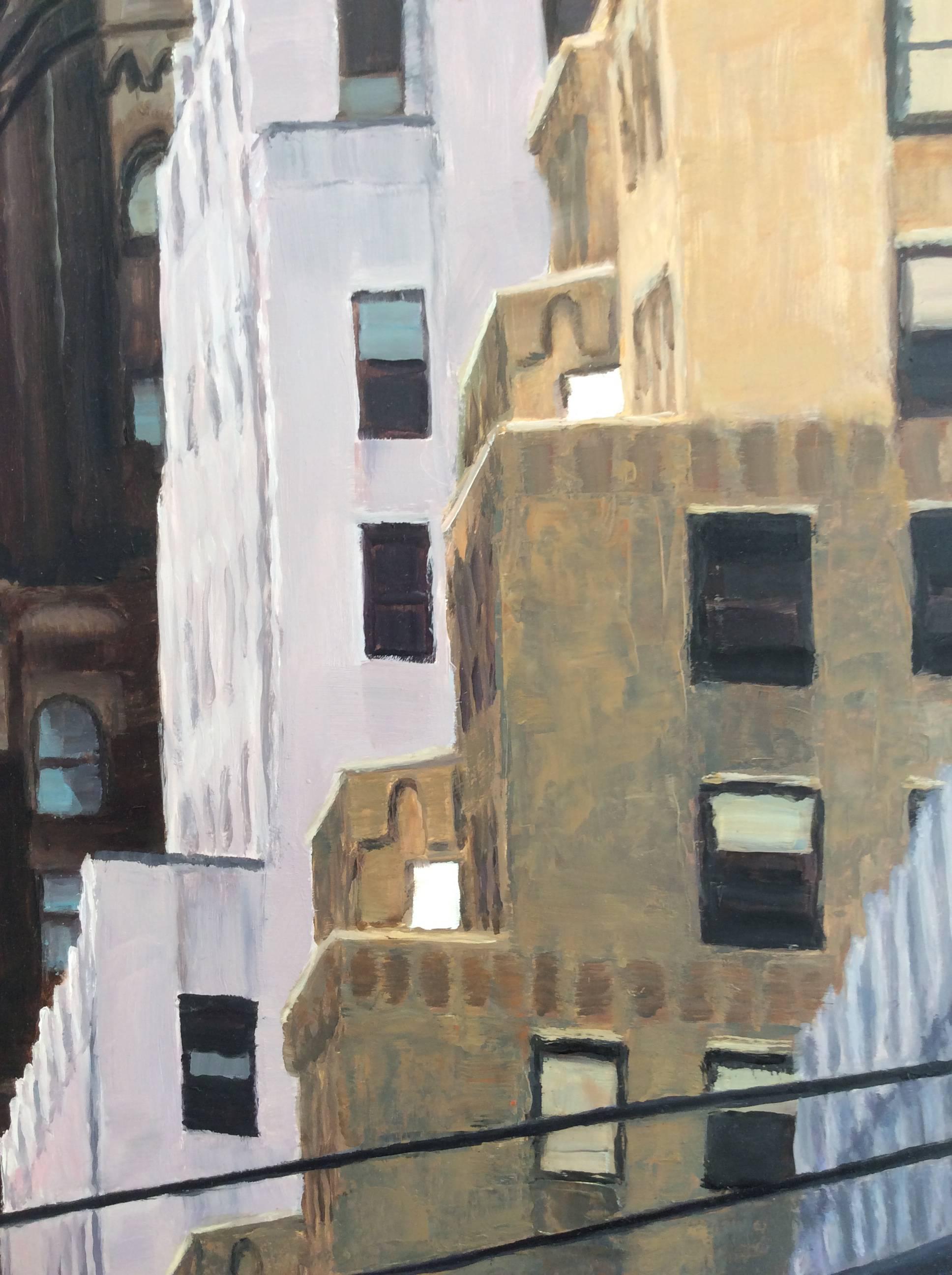 oil painting of buildings