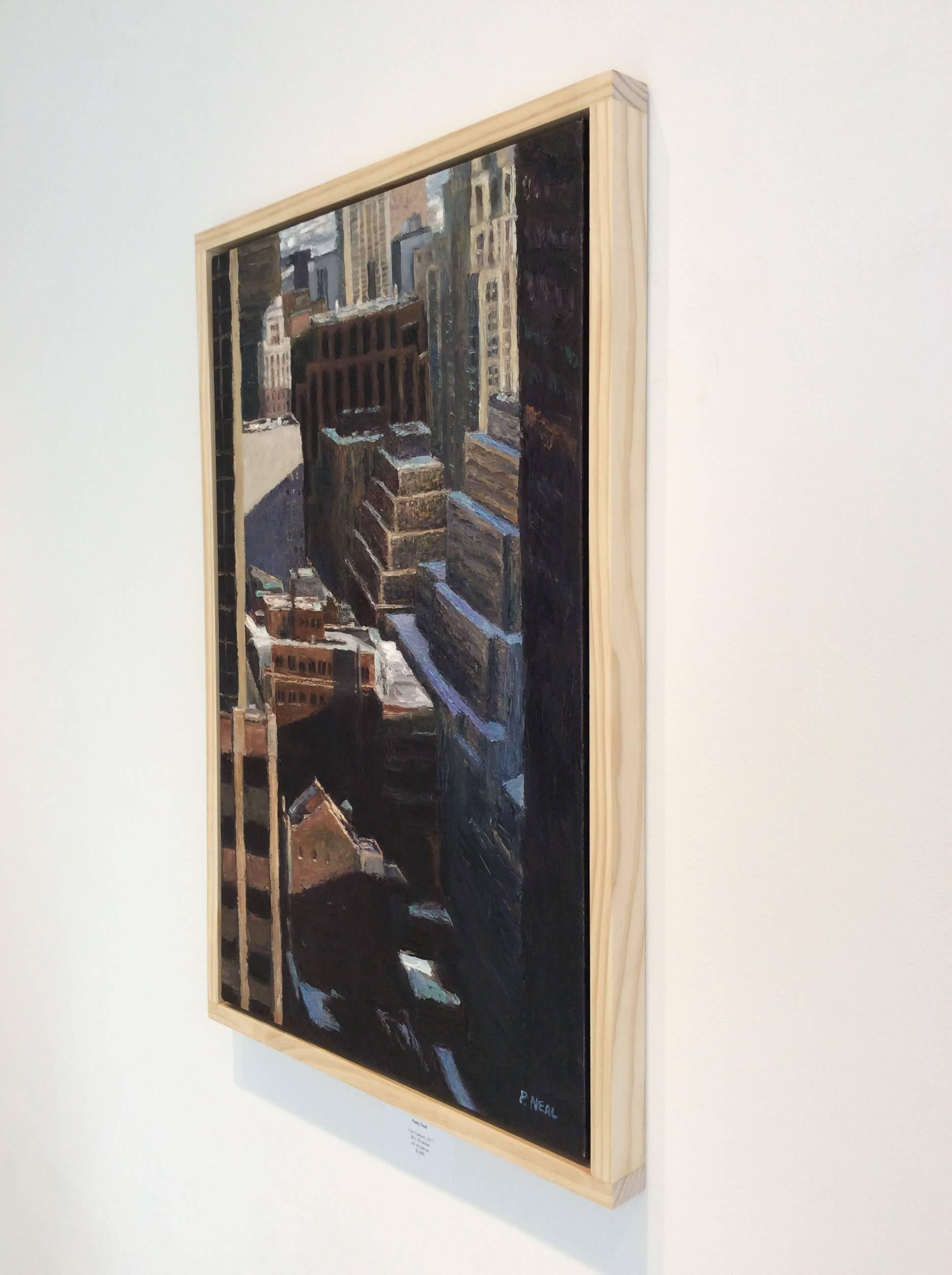 City Canyon (Modern Cityscape Oil Painting, Arial View of New York City)  2