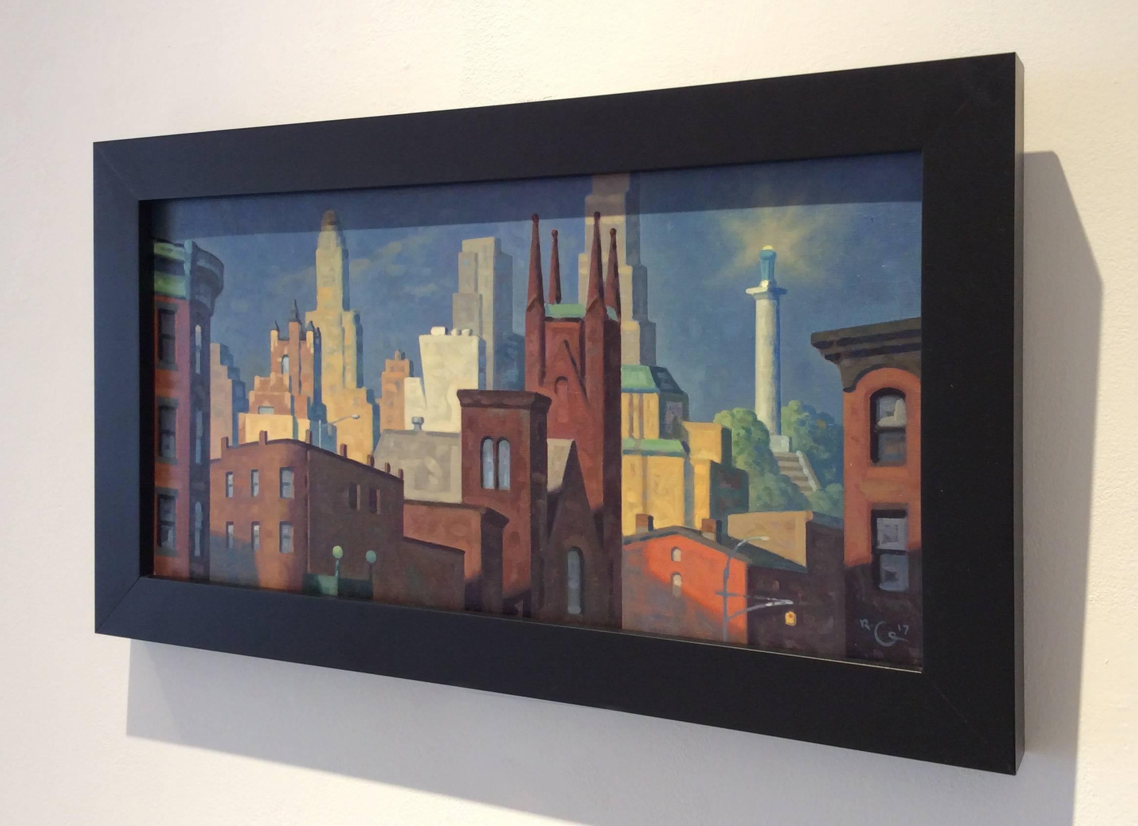 Ft. Greene Panorama, Study (Cityscape Oil Painting of Brooklyn Skyline) 1